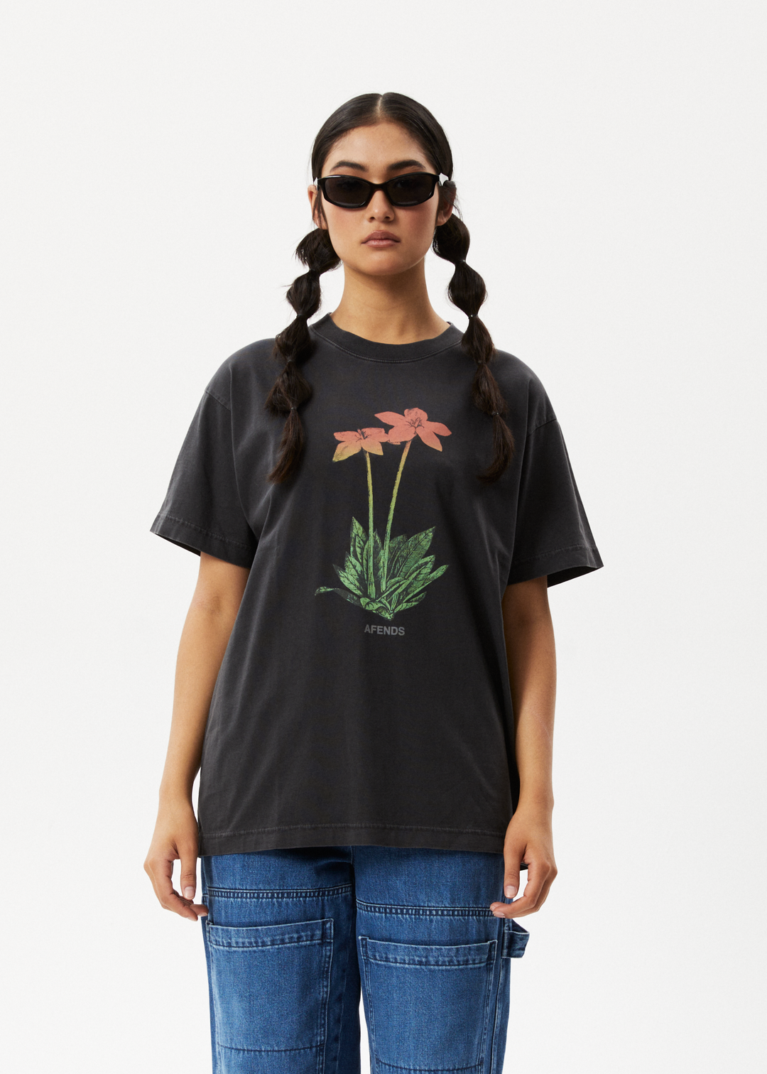 AFENDS Womens Intergalactic Slay - Oversized Graphic T-Shirt - Stone Black 