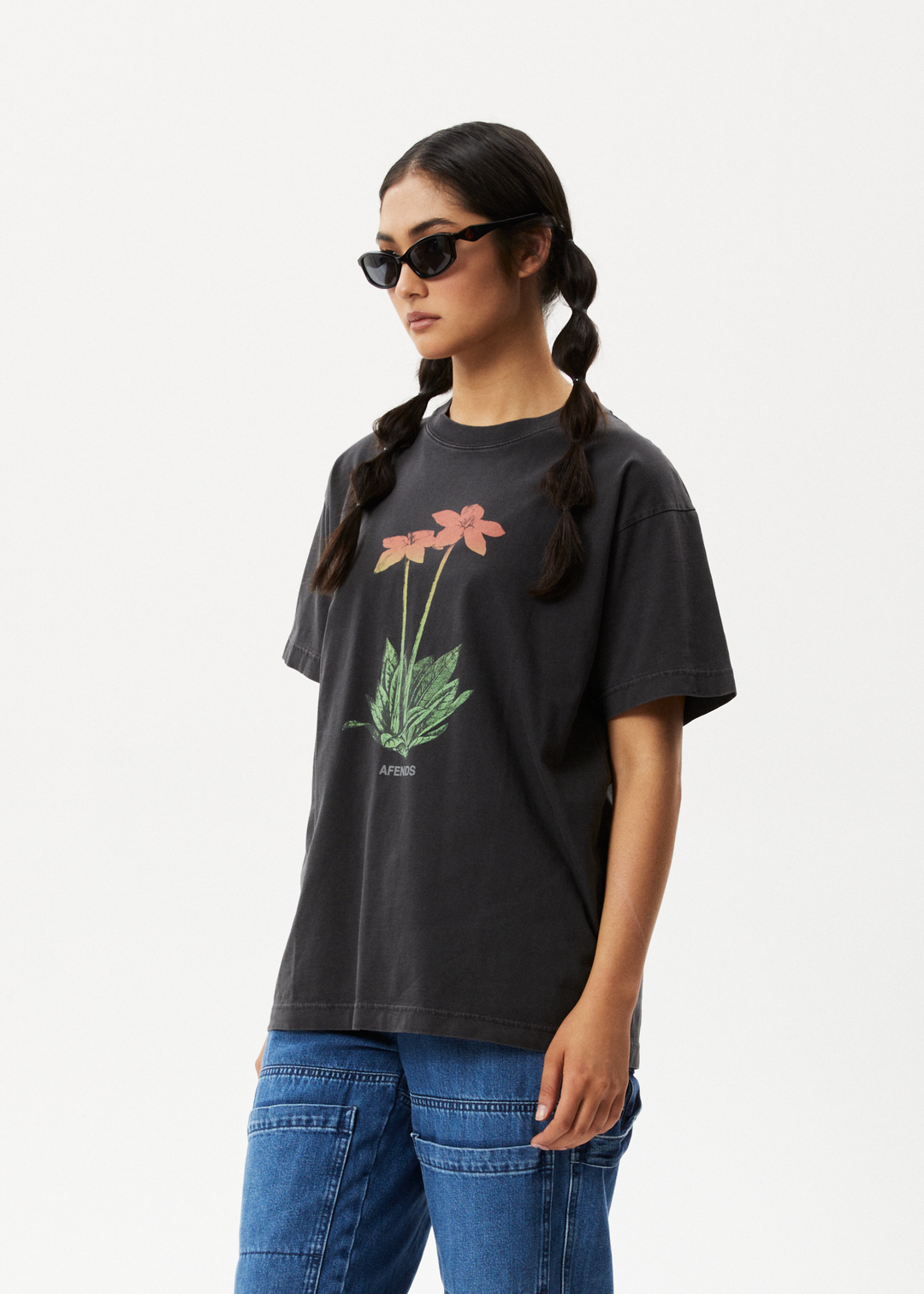 AFENDS Womens Intergalactic Slay - Oversized Graphic T-Shirt - Stone Black 