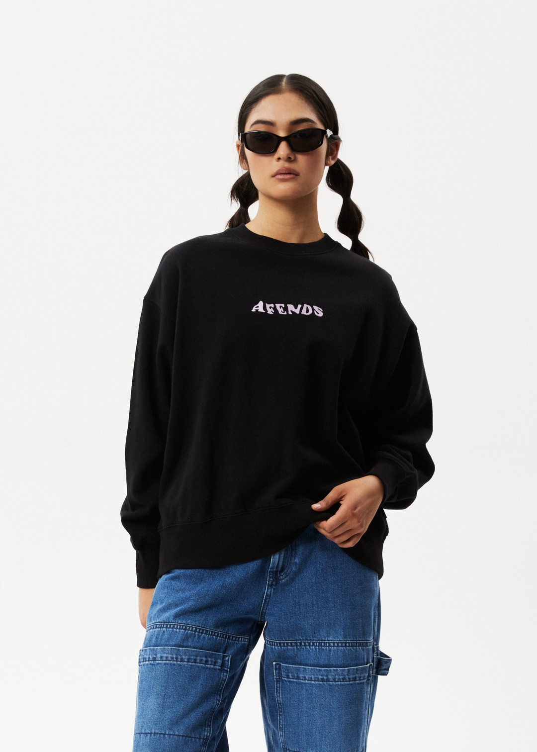 AFENDS Womens Lilah - Crew Neck Jumper - Black 