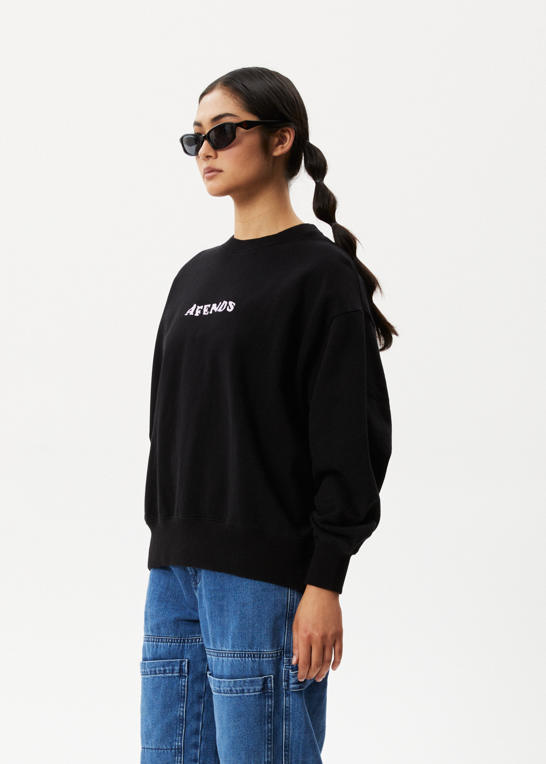 AFENDS Womens Lilah - Crew Neck Jumper - Black 