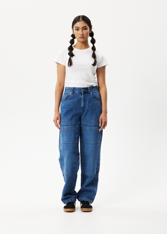 Afends Womens Moss Hemp Denim Workwear Jean Authentic Blue