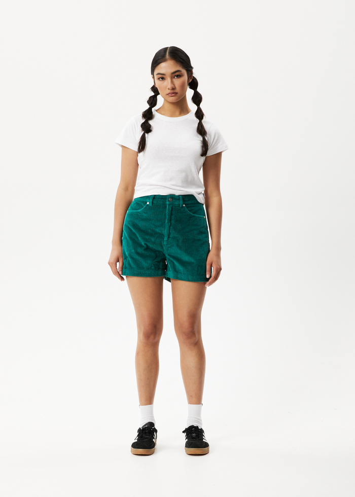 Afends Womens Seventy Threes - Organic Corduroy Shorts - Emerald 