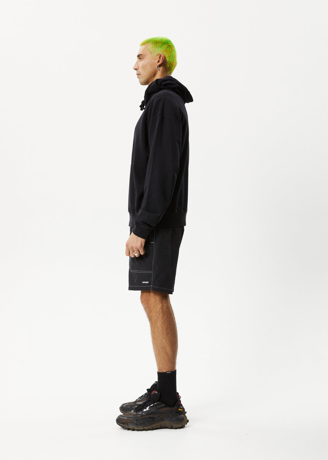 AFENDS Mens Established - Logo Hoodie - Stone Black 