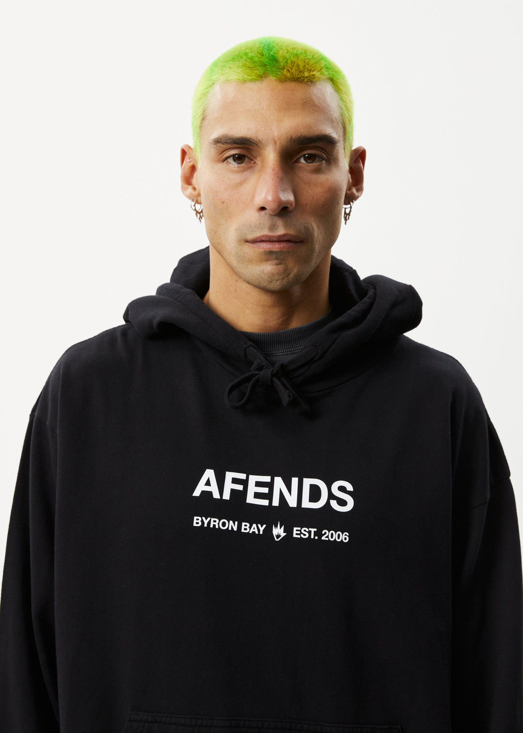 AFENDS Mens Established - Logo Hoodie - Stone Black 