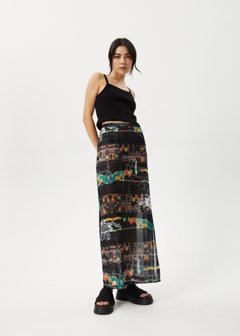 Afends Womens Astral - Sheer Maxi Skirt - Black