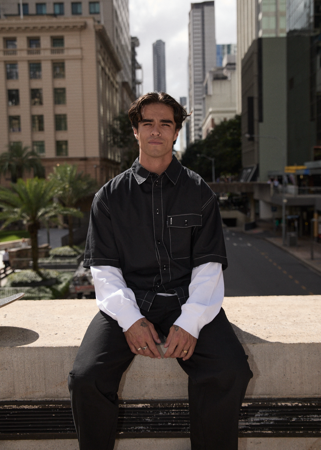 AFENDS Mens Flame - Short Sleeve Shirt - Black