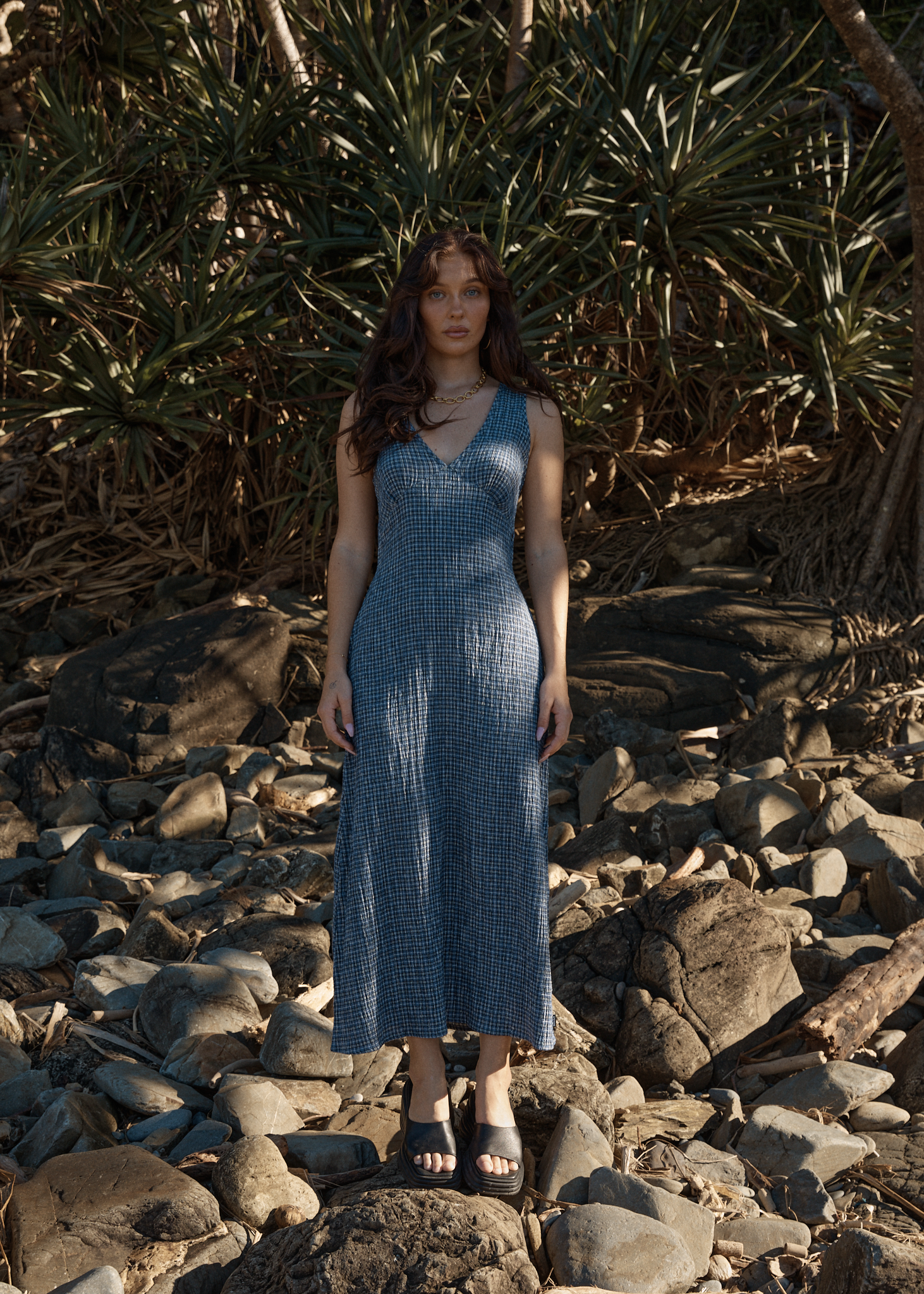 AFENDS Womens Shipwreck - Seersucker Maxi Dress - Marlin