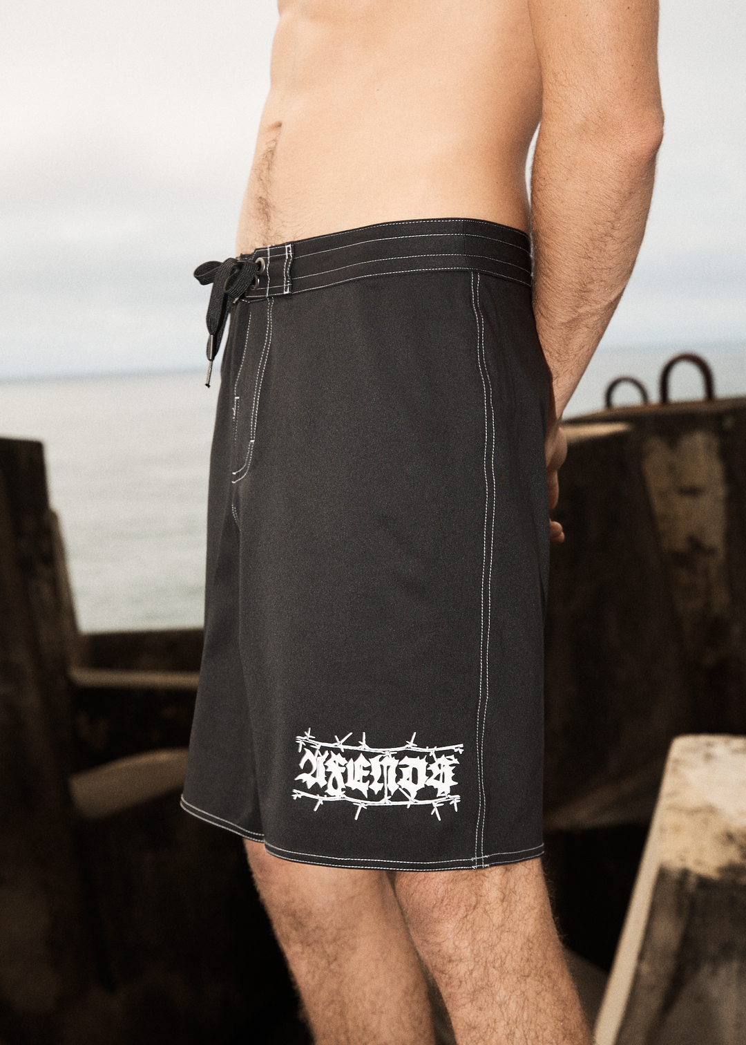 AFENDS Mens Thorny - Surf Related Boardshorts 20" - BLACK 