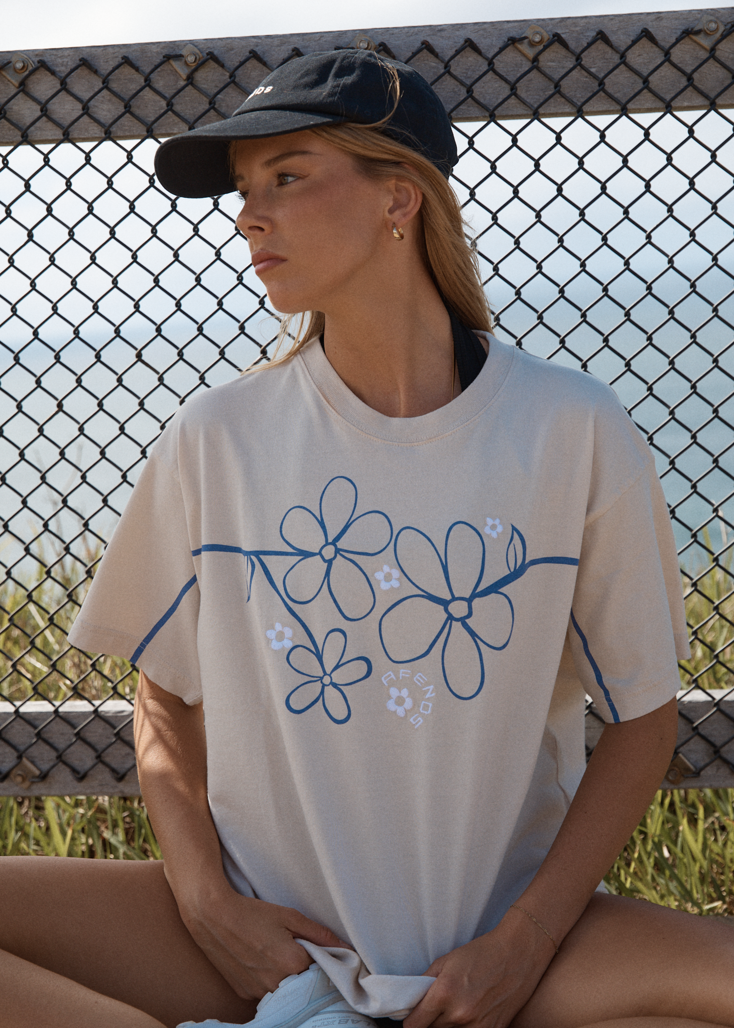 AFENDS Womens Tranquil - Oversized Tee - Moonbeam