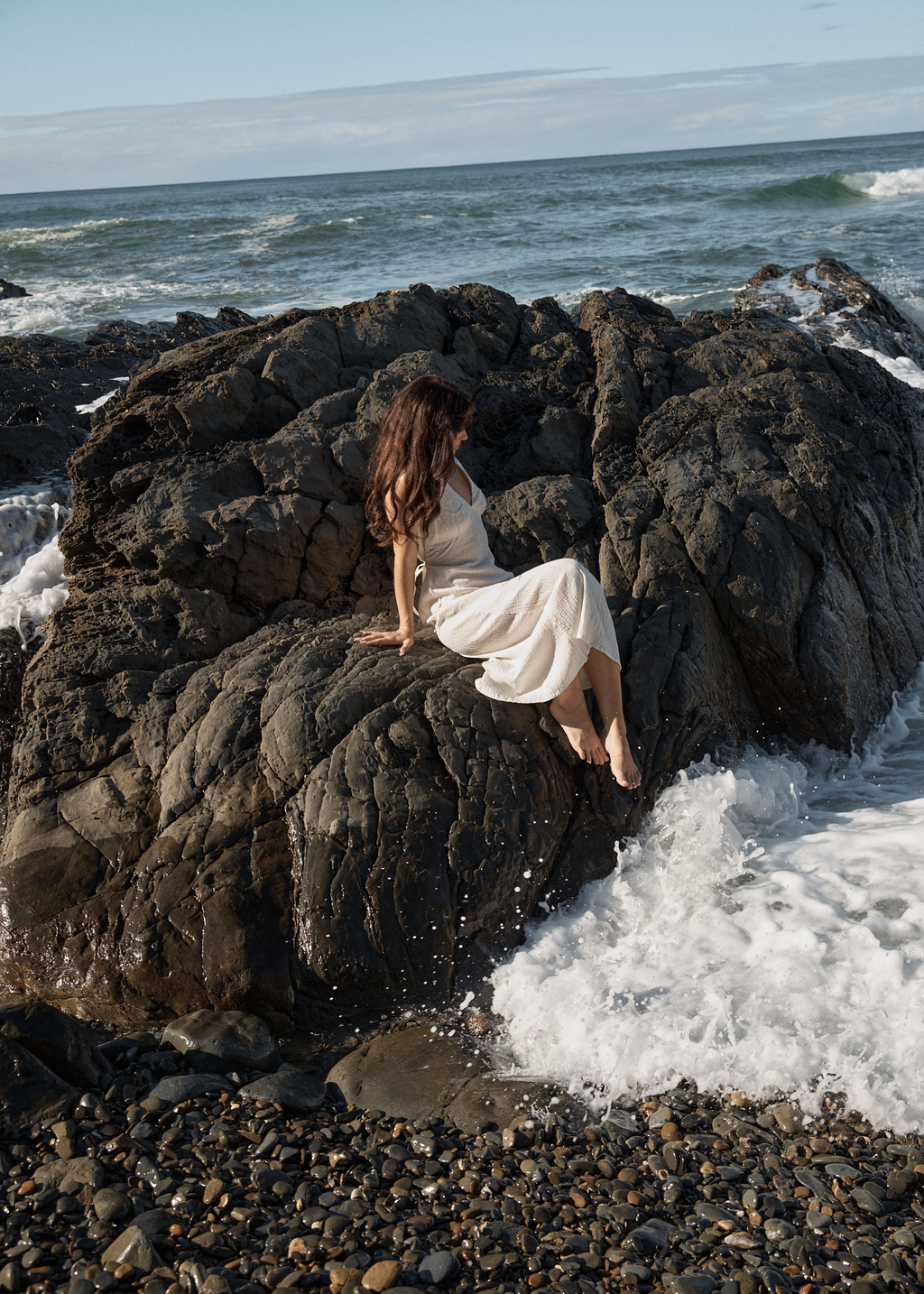 AFENDS Womens Focus - Seersucker Maxi Dress - Off White