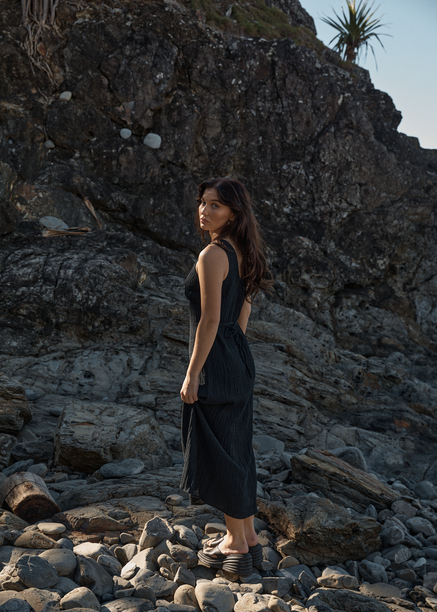 AFENDS Womens Focus - Seersucker Maxi Dress - Black