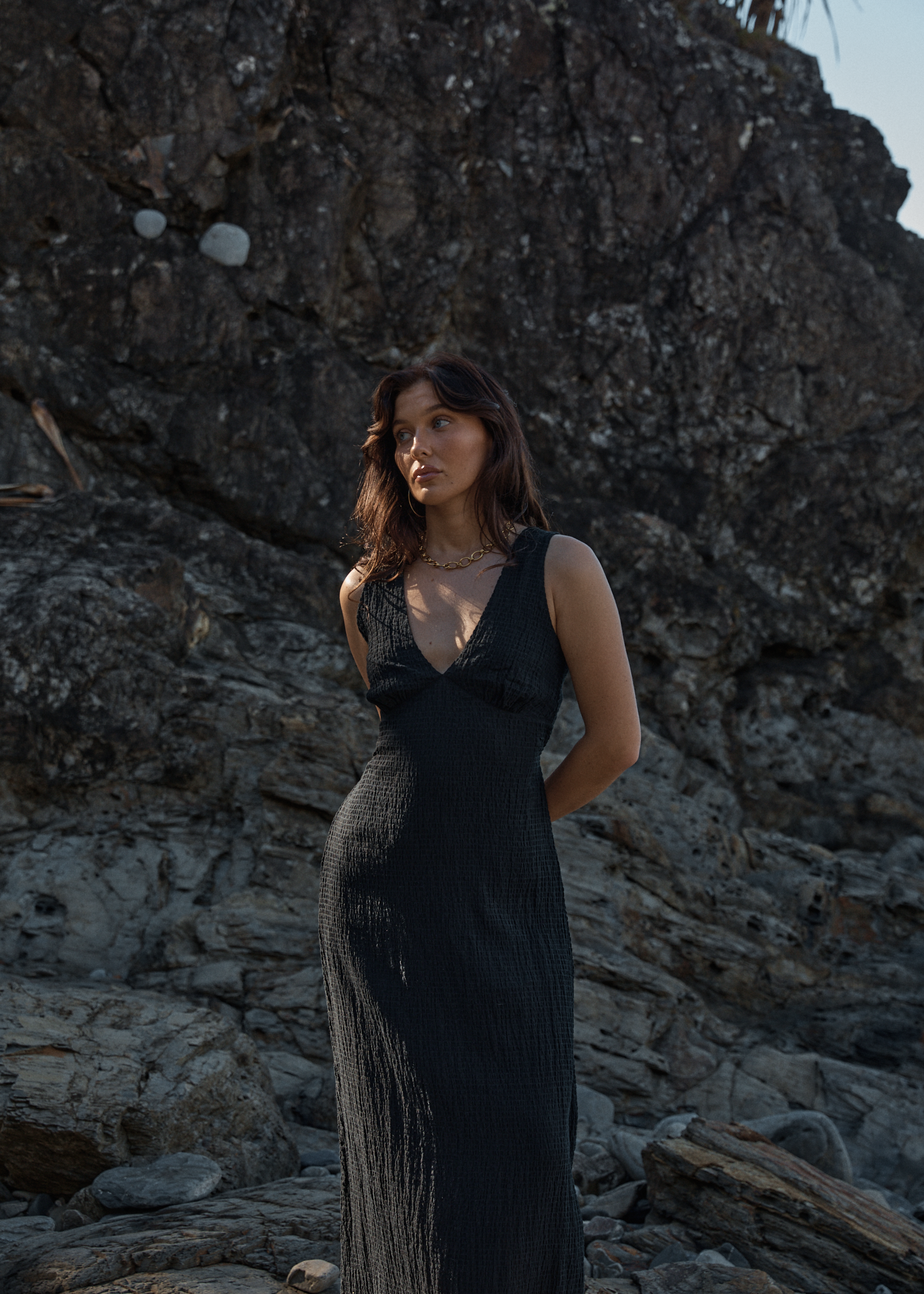 AFENDS Womens Focus - Seersucker Maxi Dress - Black