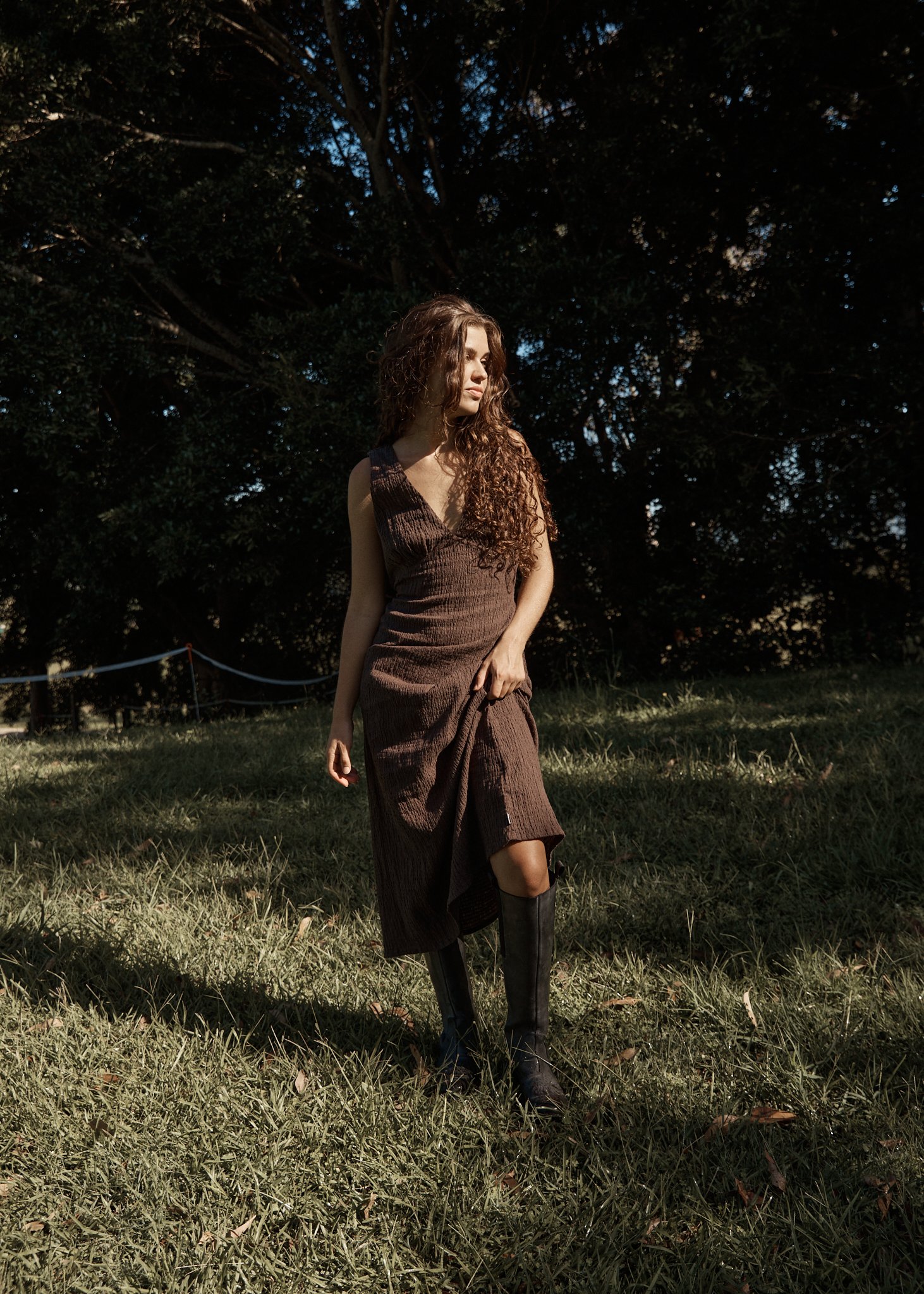 AFENDS Womens Tully - Seersucker Maxi Dress - Coffee, S AFENDS Womens Tully - Seersucker Maxi Dress - Coffee, S
