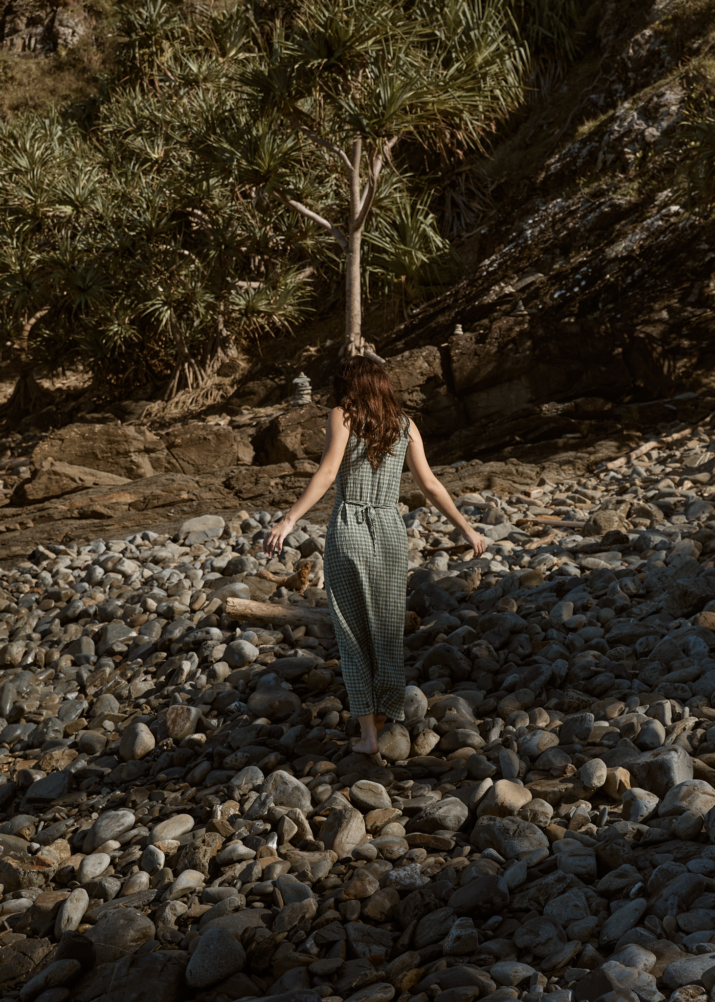 AFENDS Womens Base - Seersucker Maxi Dress - Deep Green Check