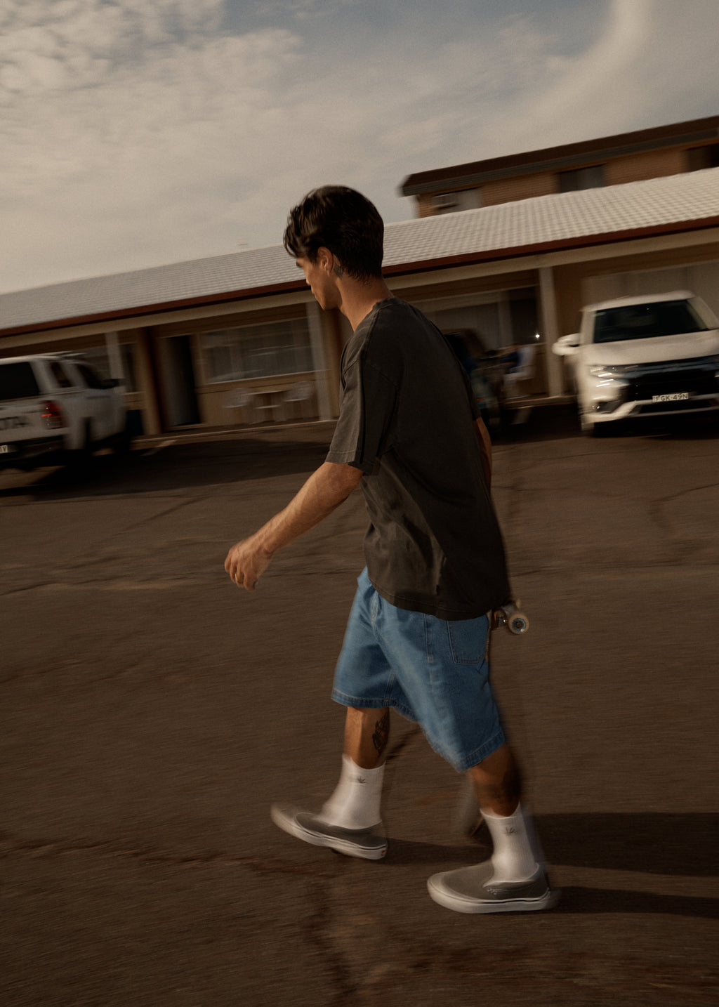 AFENDS Mens Genesis - Heavyweight Boxy Tee - Stone Black