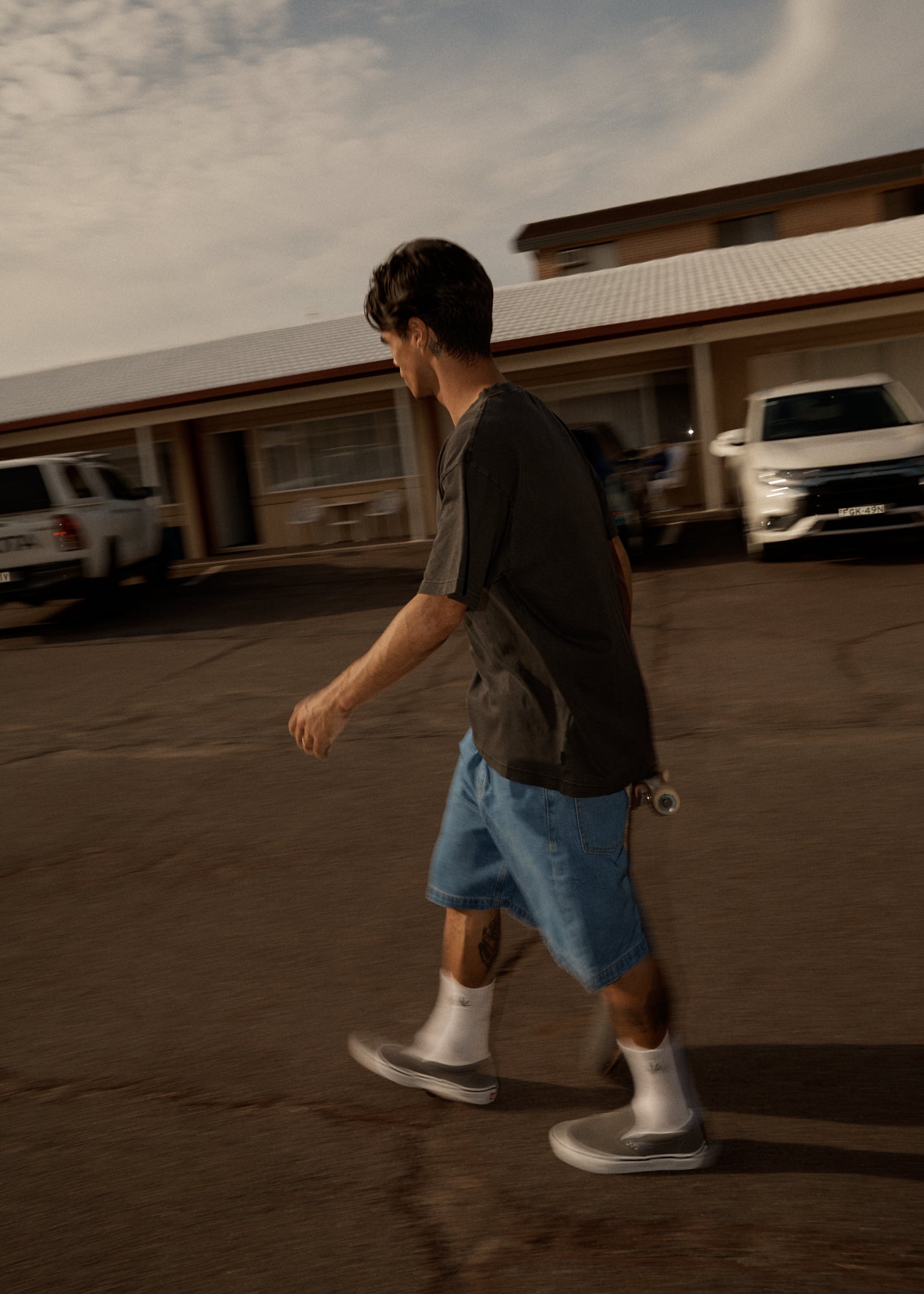 AFENDS Mens Genesis - Heavyweight Boxy Tee - Stone Black