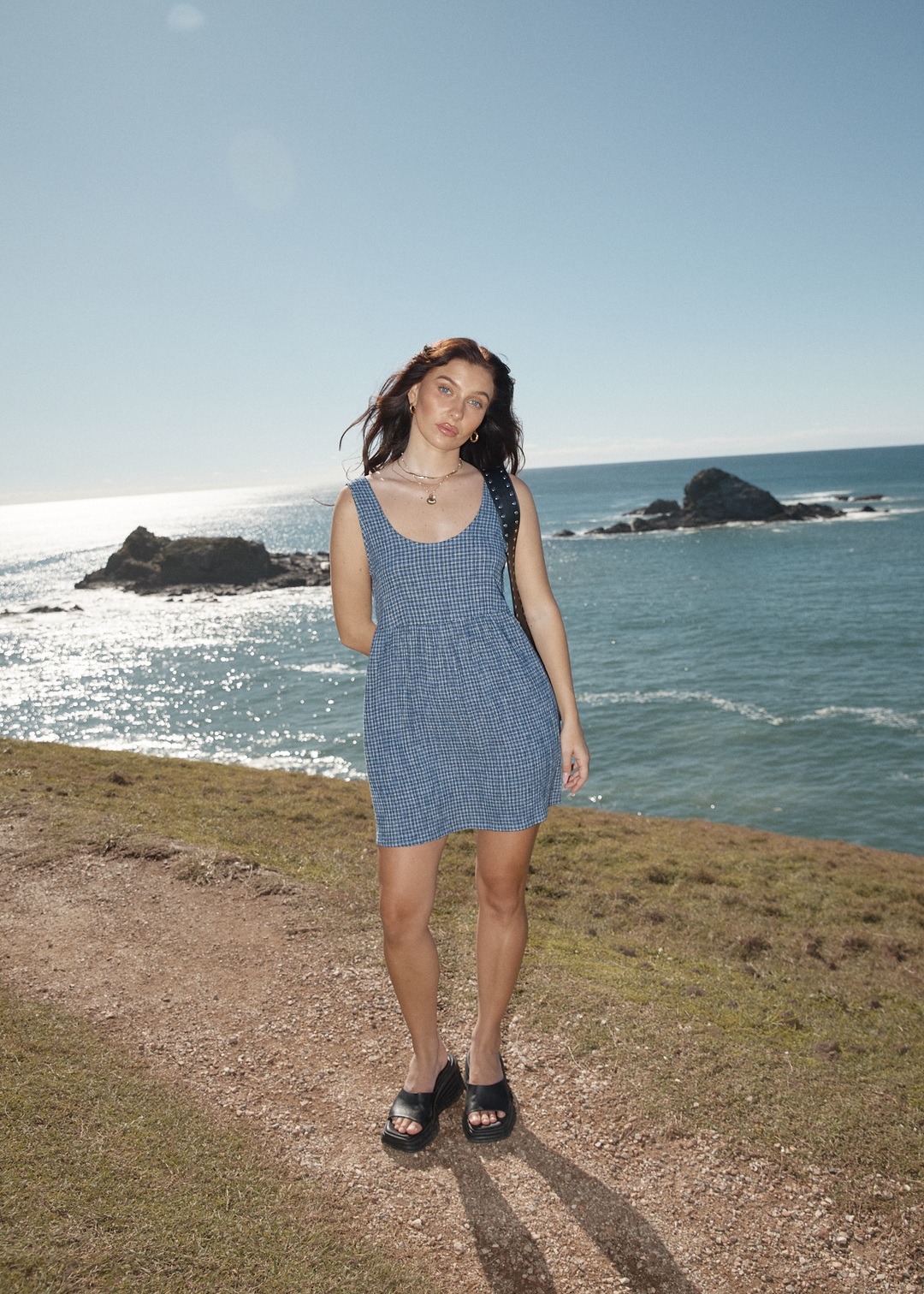 AFENDS Womens Shipwreck Jesse - Seersucker Mini Dress - Marlin