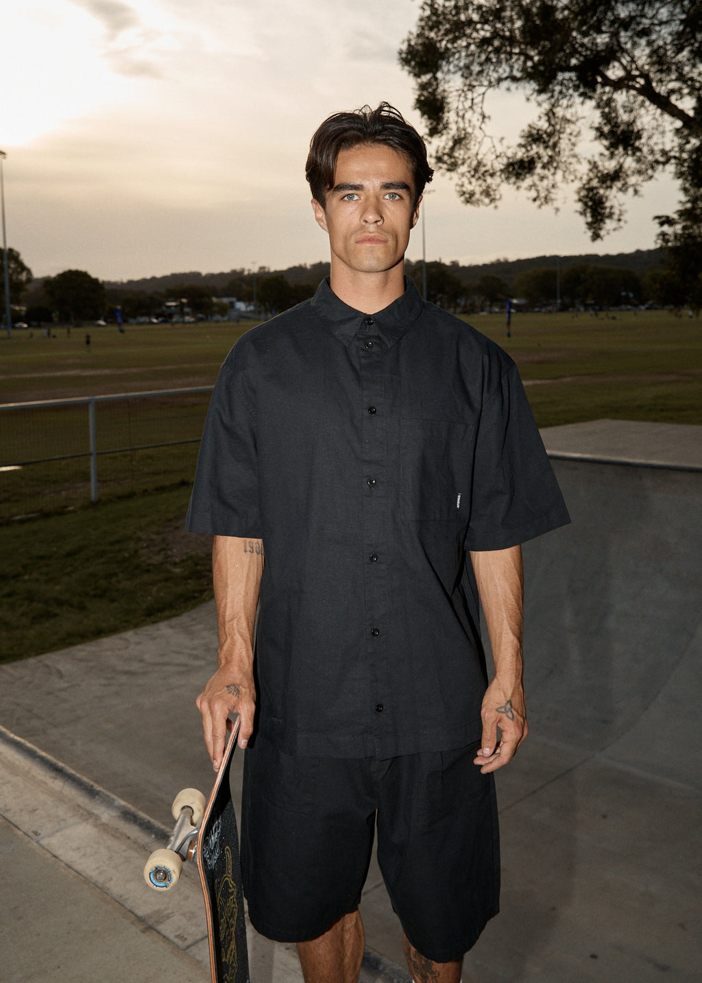 AFENDS Mens Everyday - Short Sleeve Shirt - Black