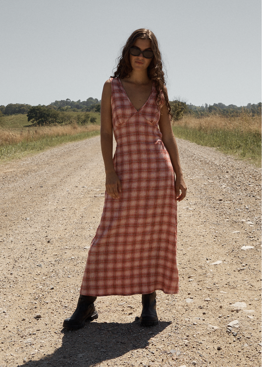 Women's Sustainable Casual Style Summer Hemp Maxi Dress | AFENDS Womens Position Tully - Seersucker Maxi Dress
