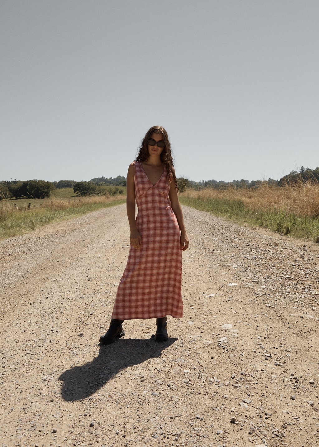 AFENDS Womens Position - Seersucker Maxi Dress - Red Check