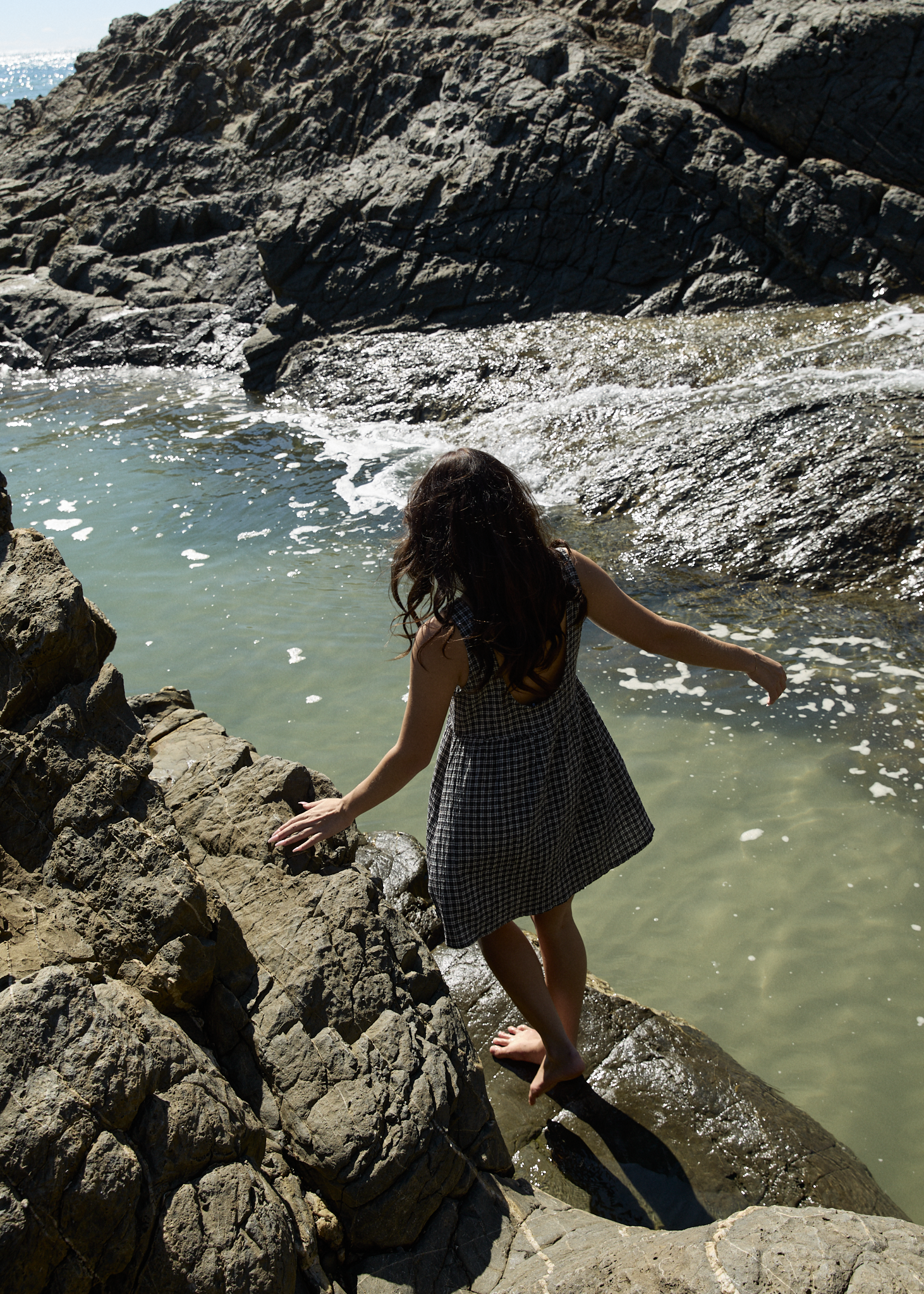 AFENDS Womens Asta Jesse - Seersucker Mini Dress - Steel Check