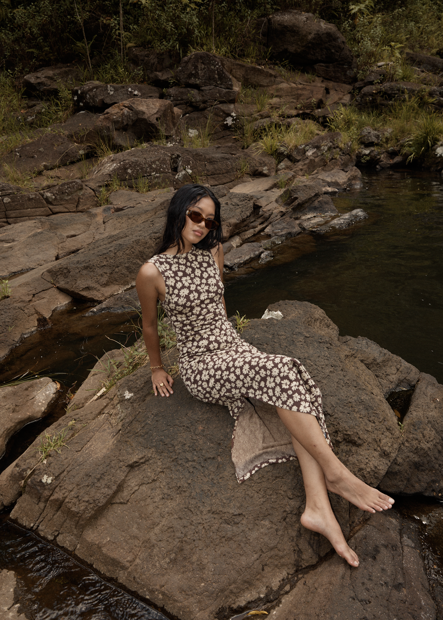afends maxi dress AFENDS Womens Tully - Seersucker Maxi Dress