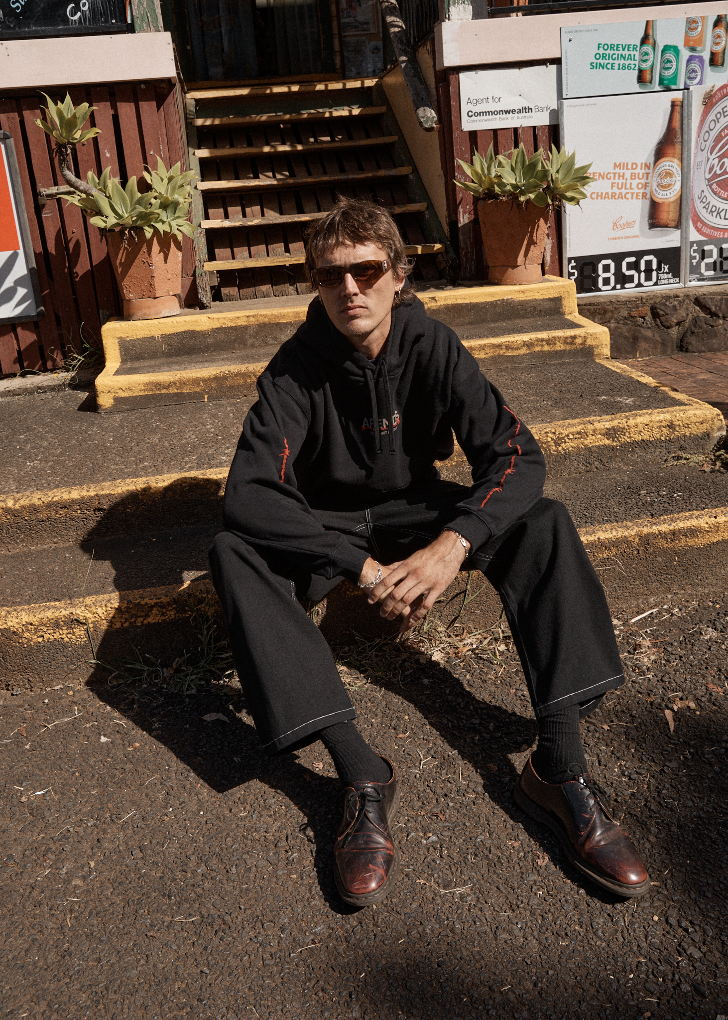 AFENDS Mens Wired - Boxy Hoodie - Black