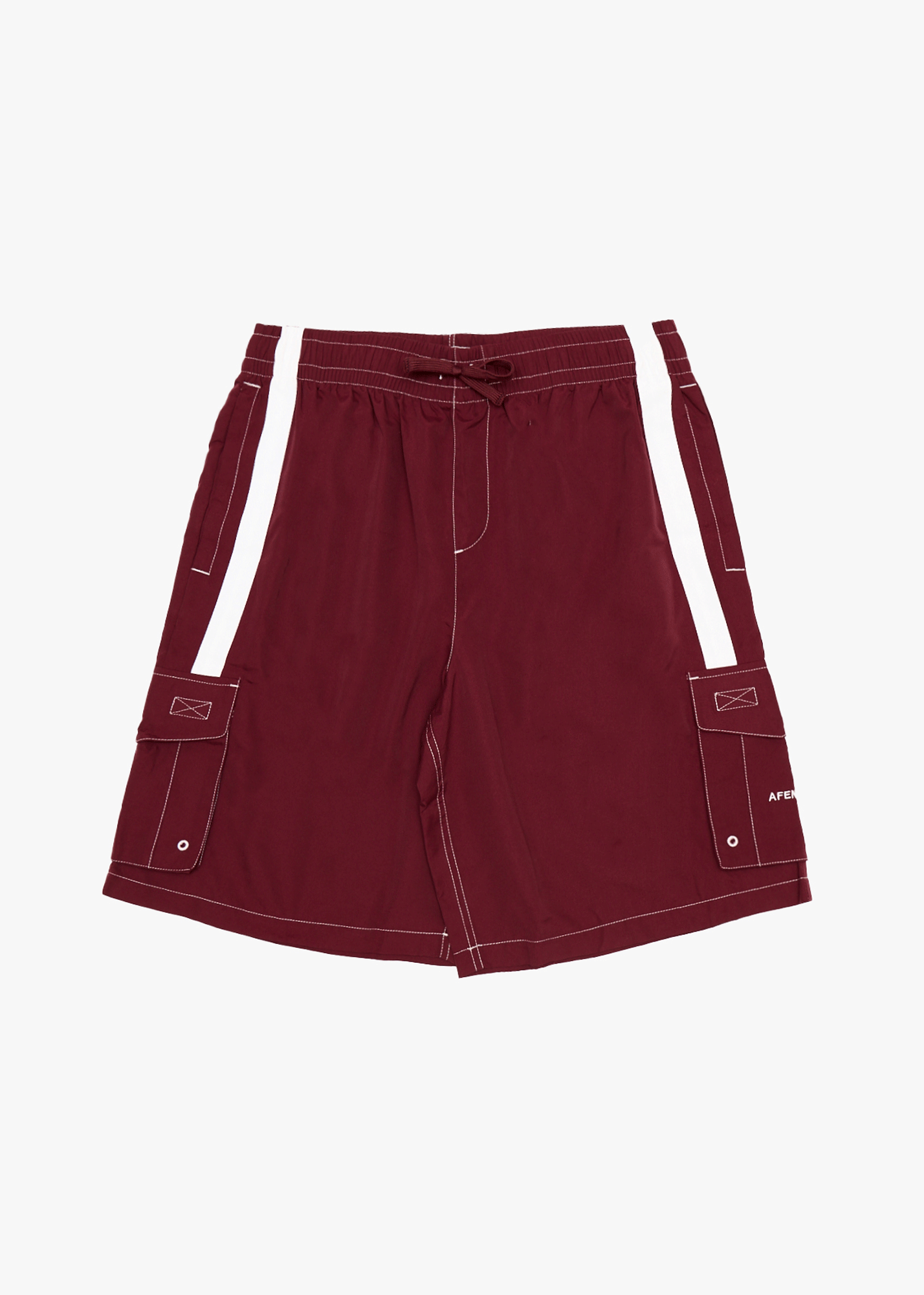 AFENDS Mens House Related - Cargo Swim Short 20" - Burgundy