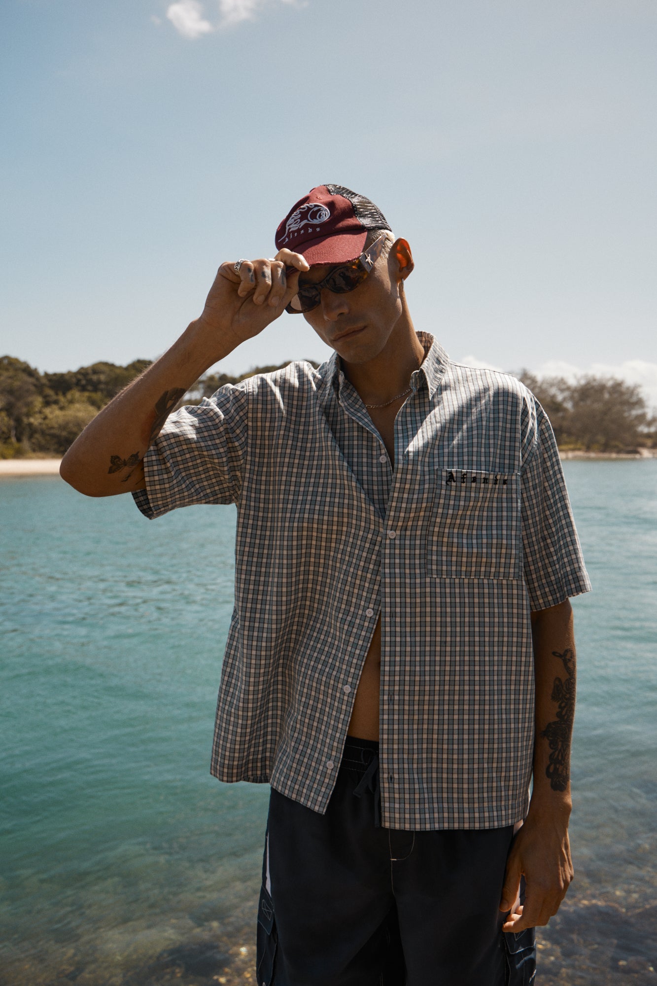 AFENDS Mens Evans - Short Sleeve Shirt - Overcast Check