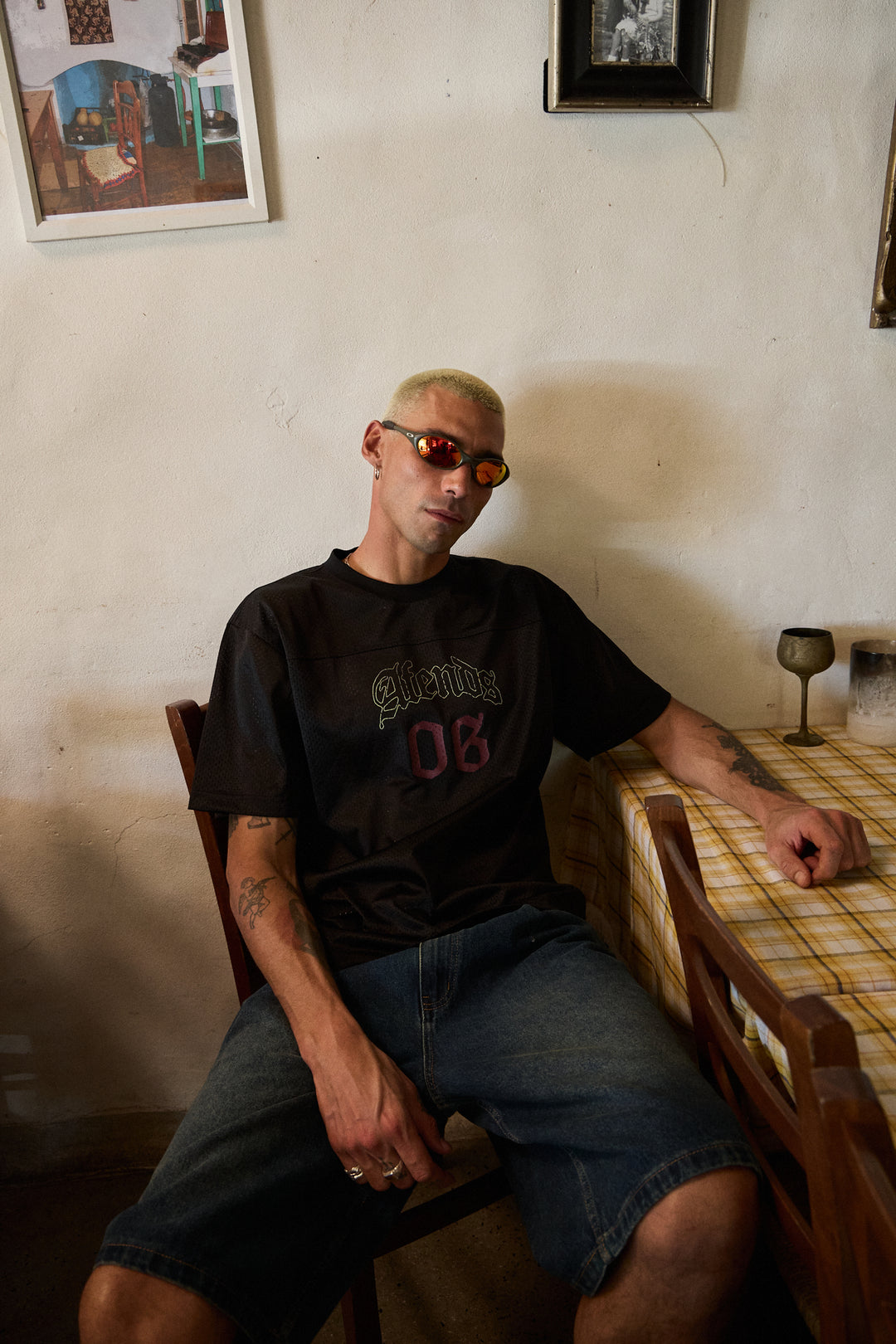 AFENDS Mens Zero Six - Mesh Jersey Boxy Tee - Black