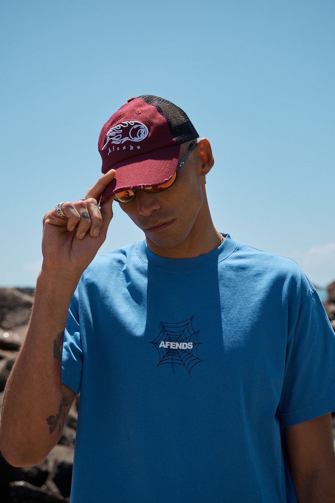 AFENDS Mens Off Balance - Six Panel Mesh Cap - Port