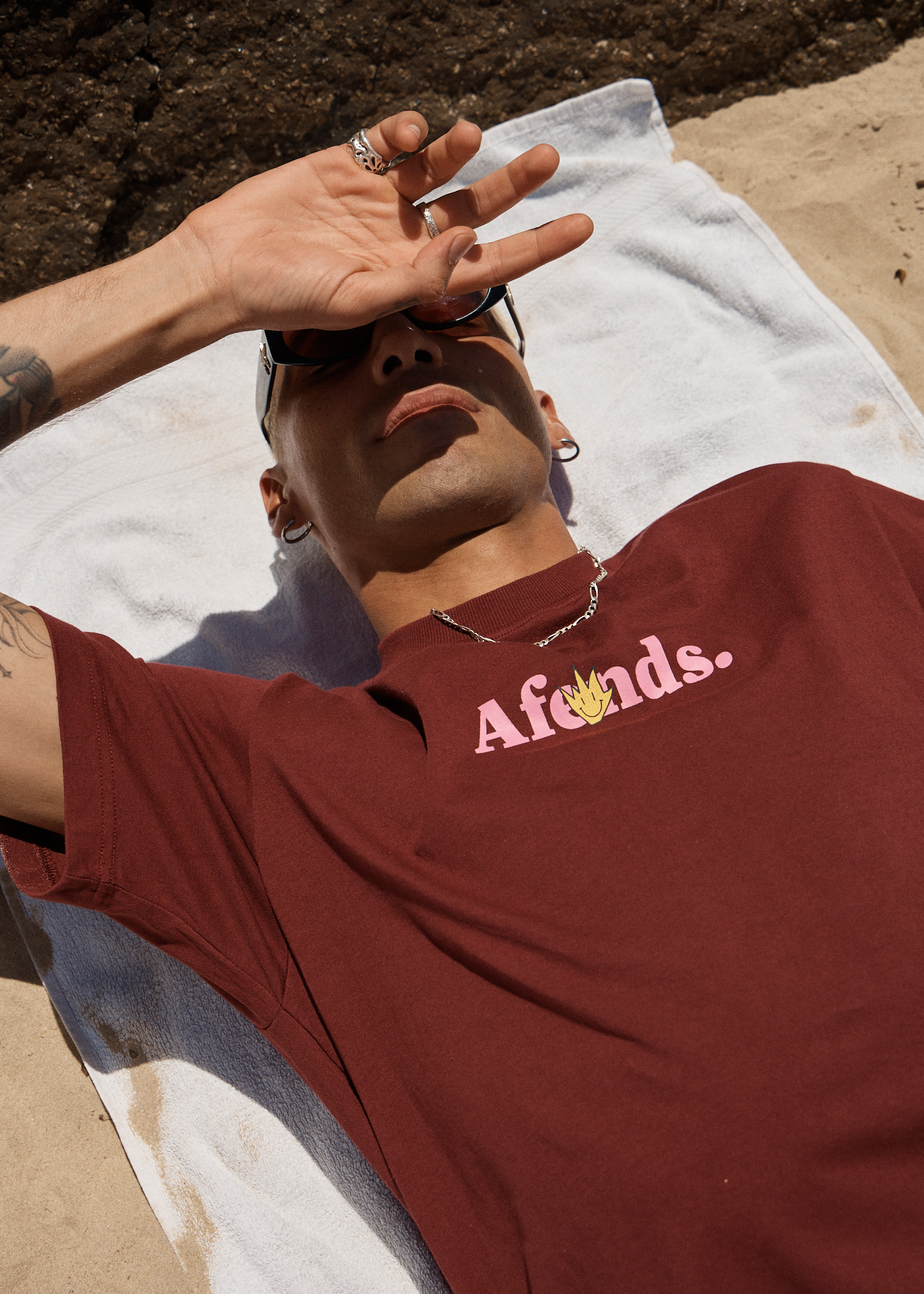 AFENDS Mens Smiles - Retro Tee - Port