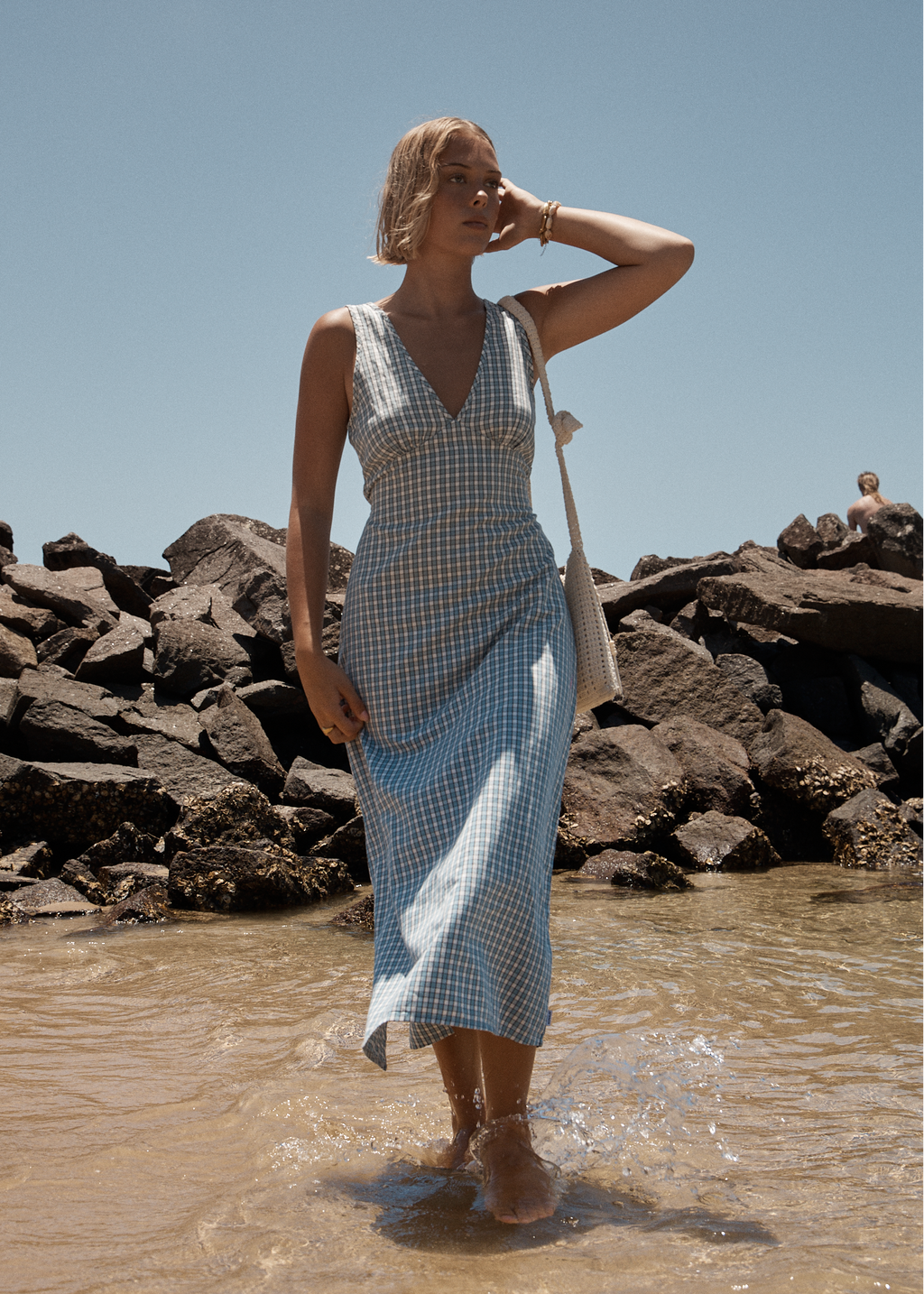 AFENDS Womens Evans - Check Maxi Dress - Overcast Check