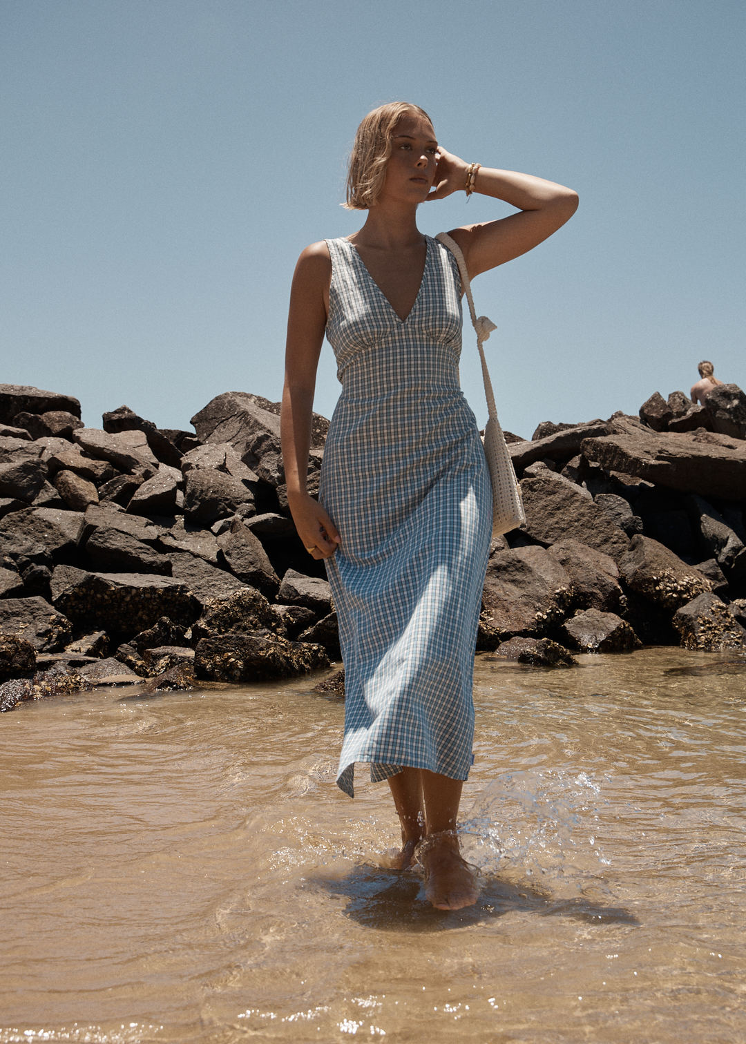 AFENDS Womens Evans - Check Maxi Dress - Overcast Check