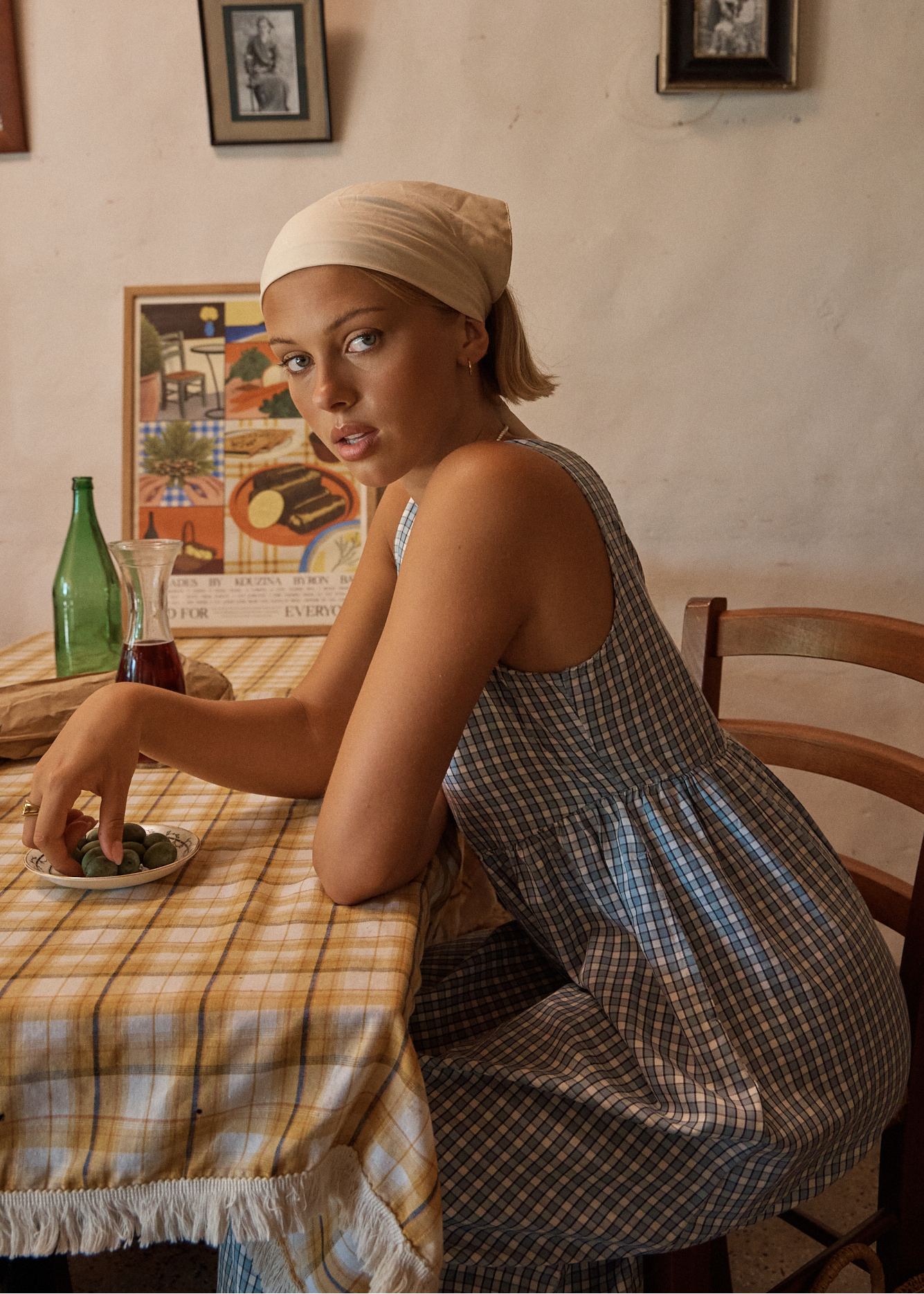 AFENDS Womens Evans - Check Midi Dress - Overcast Check