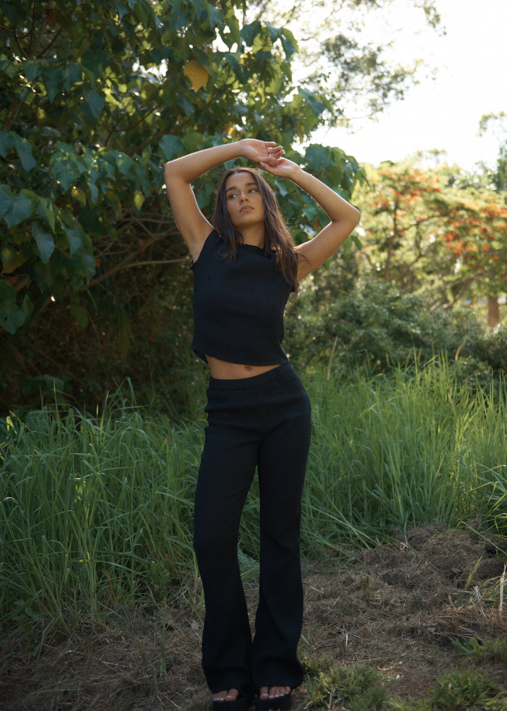 AFENDS Womens Focus - Seersucker Mock Neck Top - Black