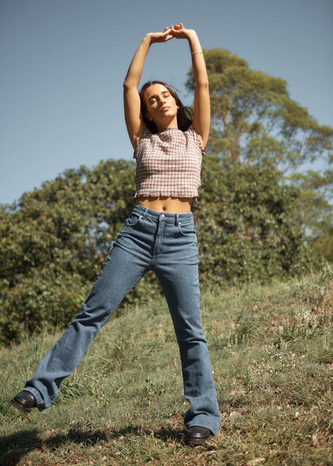 AFENDS Womens Wren Base - Seersucker Top - Coffee Check