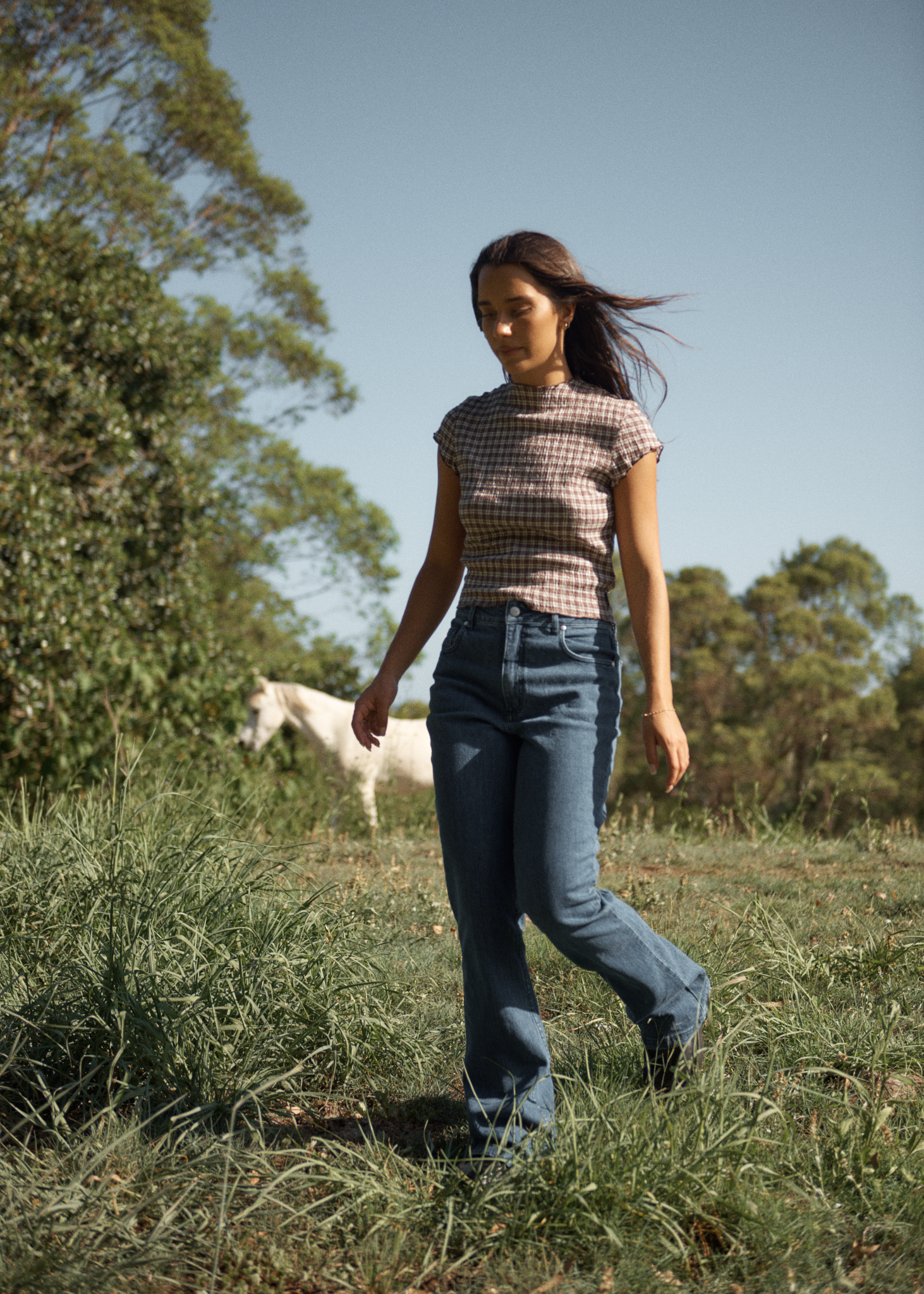 AFENDS Womens Wren Base - Seersucker Top - Coffee Check