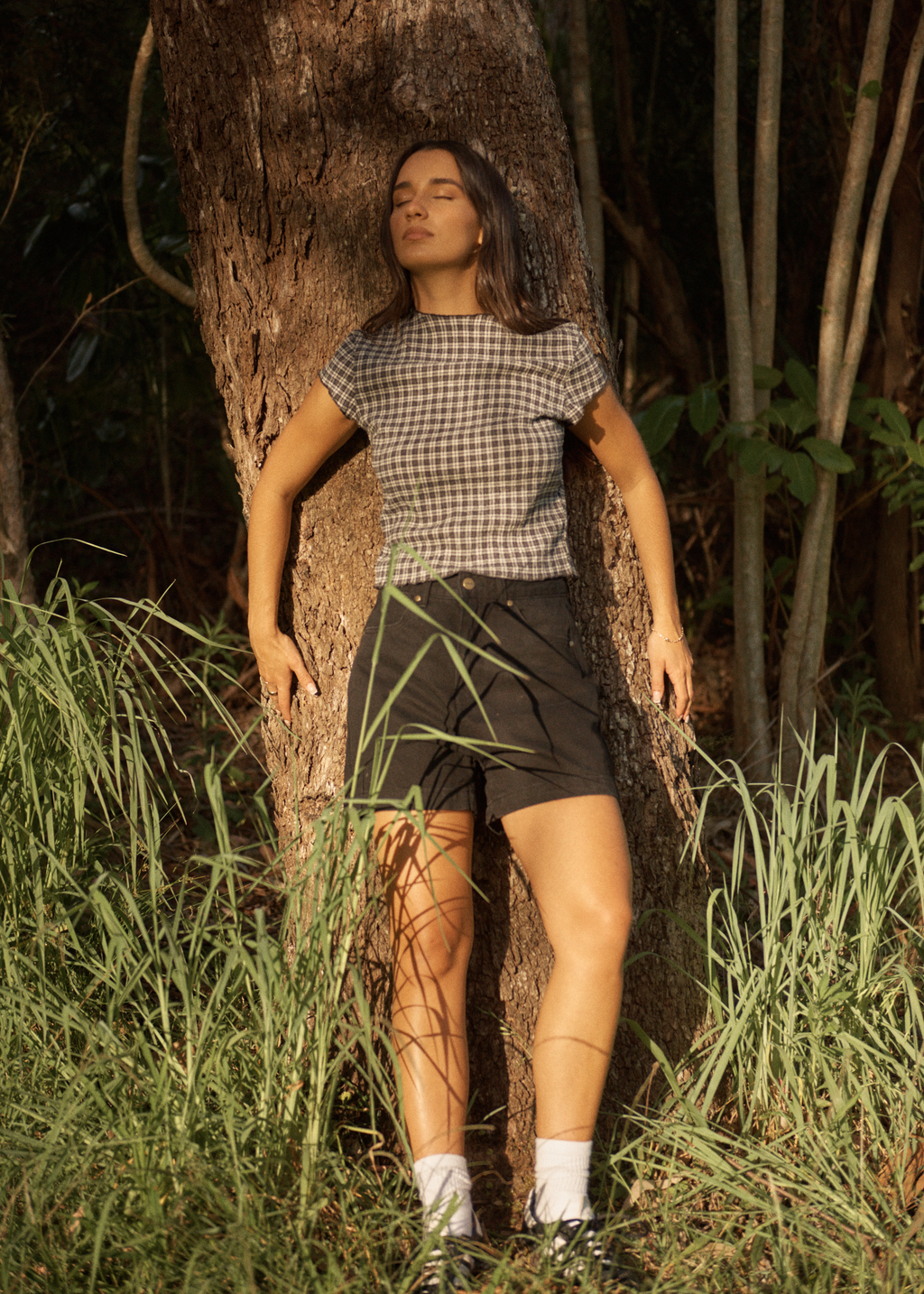 AFENDS Womens Wren Asta - Seersucker Top - Steel Check