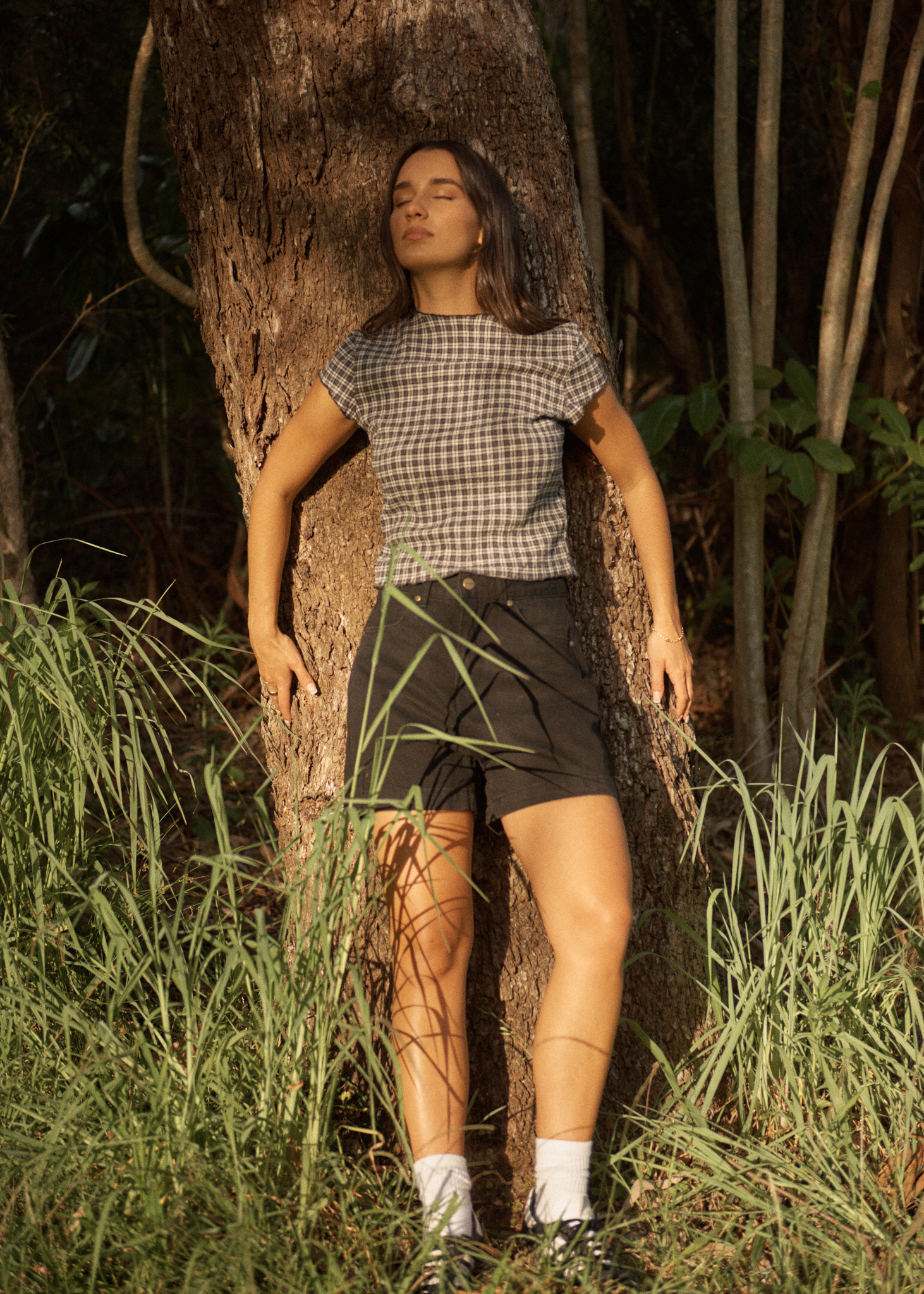 AFENDS Womens Wren Asta - Seersucker Top - Steel Check