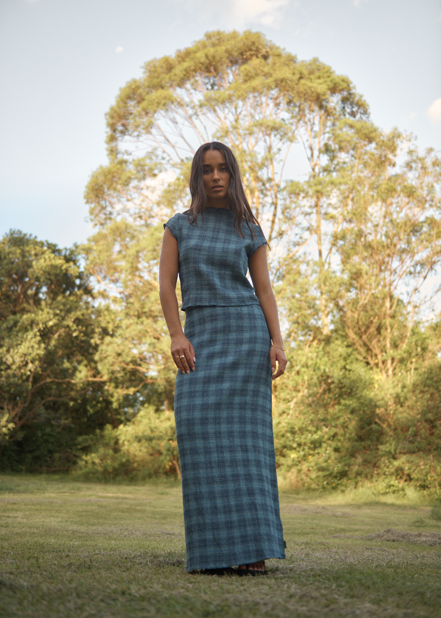 AFENDS Womens Wren Position - Seersucker Top - Navy Check