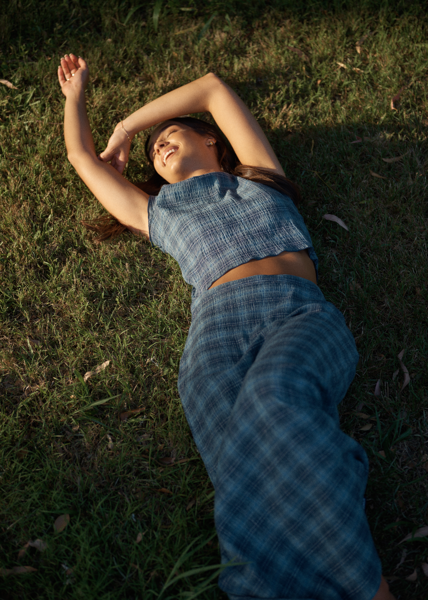 AFENDS Womens Wren Position - Seersucker Top - Navy Check