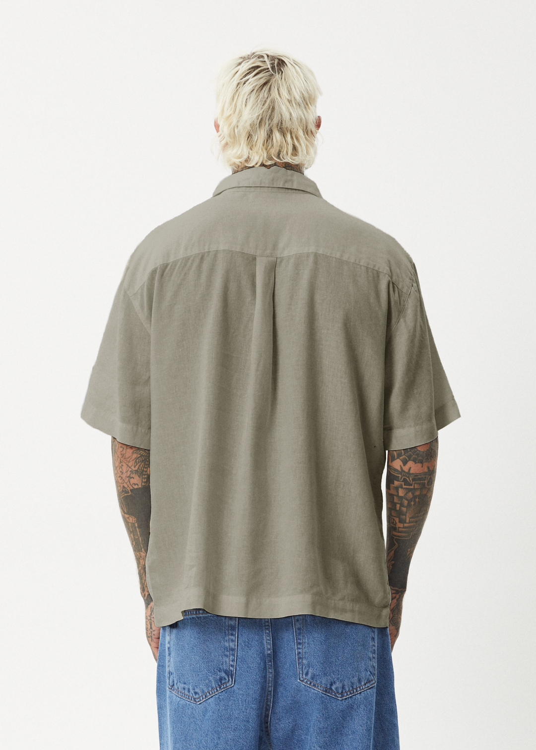 AFENDS Mens Everyday - Short Sleeve Shirt - Olive 