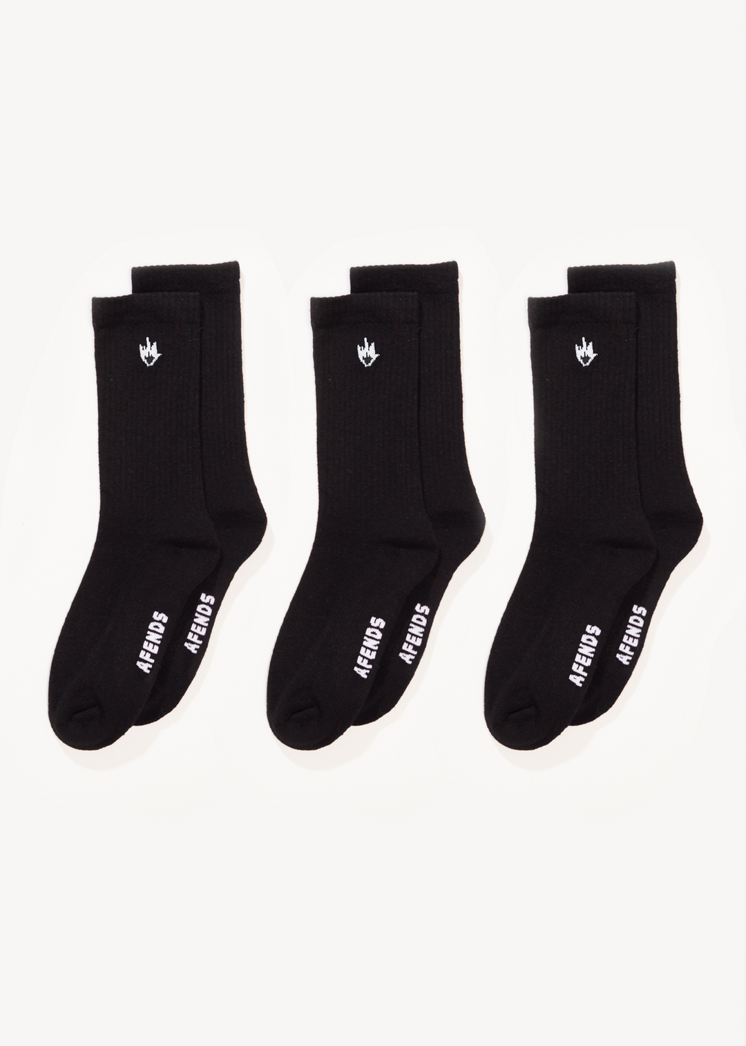 AFENDS Mens Flame - Socks Three Pack - Black 