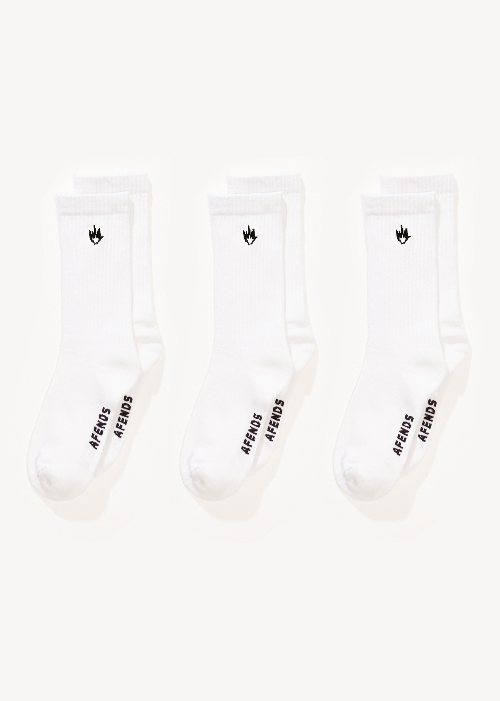 AFENDS Mens Flame - Socks Three Pack - White 