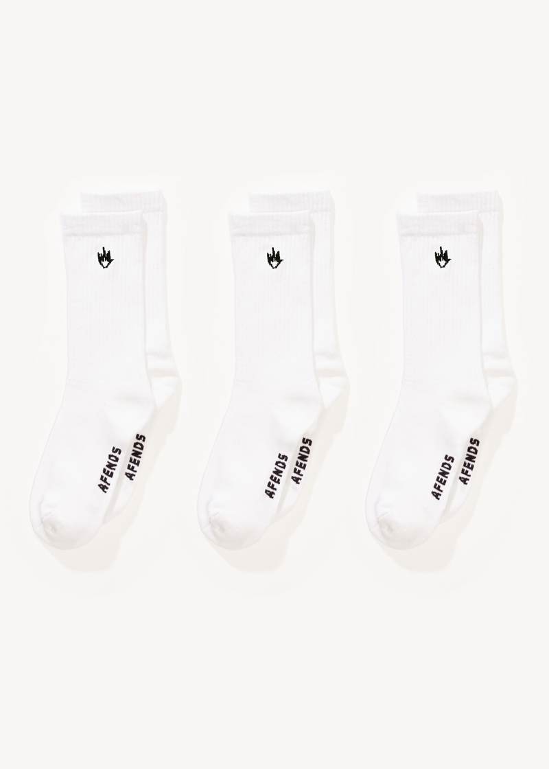 AFENDS Mens Flame - Socks Three Pack - White