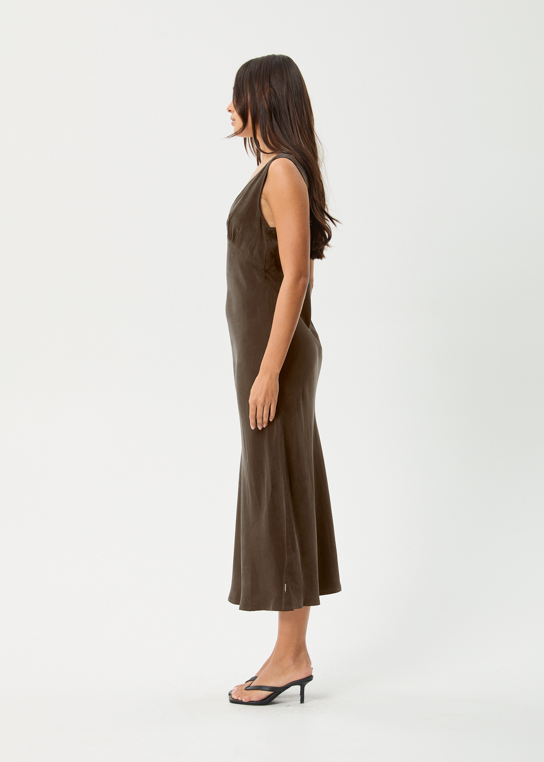 AFENDS Womens Gia - Cupro Maxi Dress - Coffee 