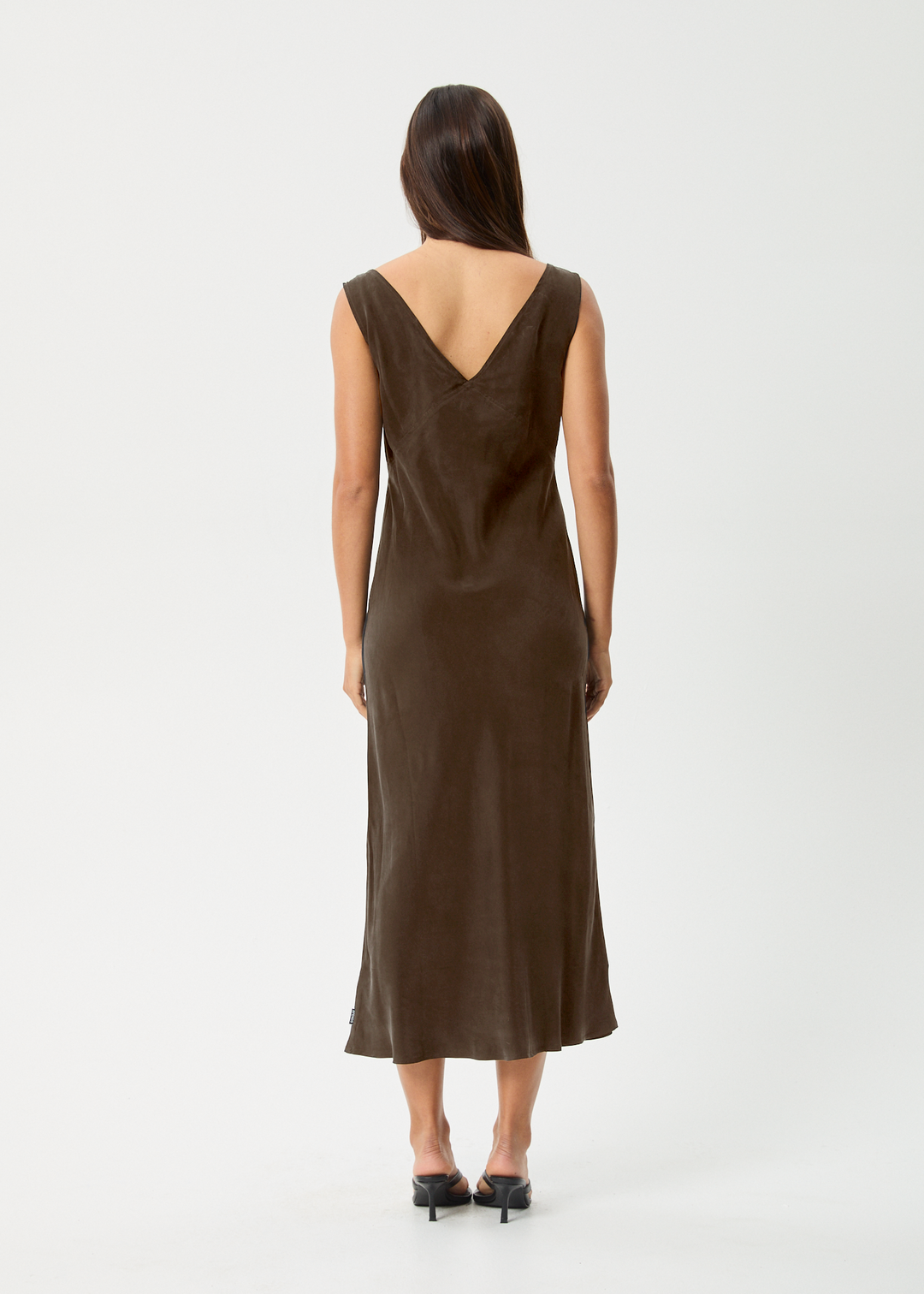 AFENDS Womens Gia - Cupro Maxi Dress - Coffee 