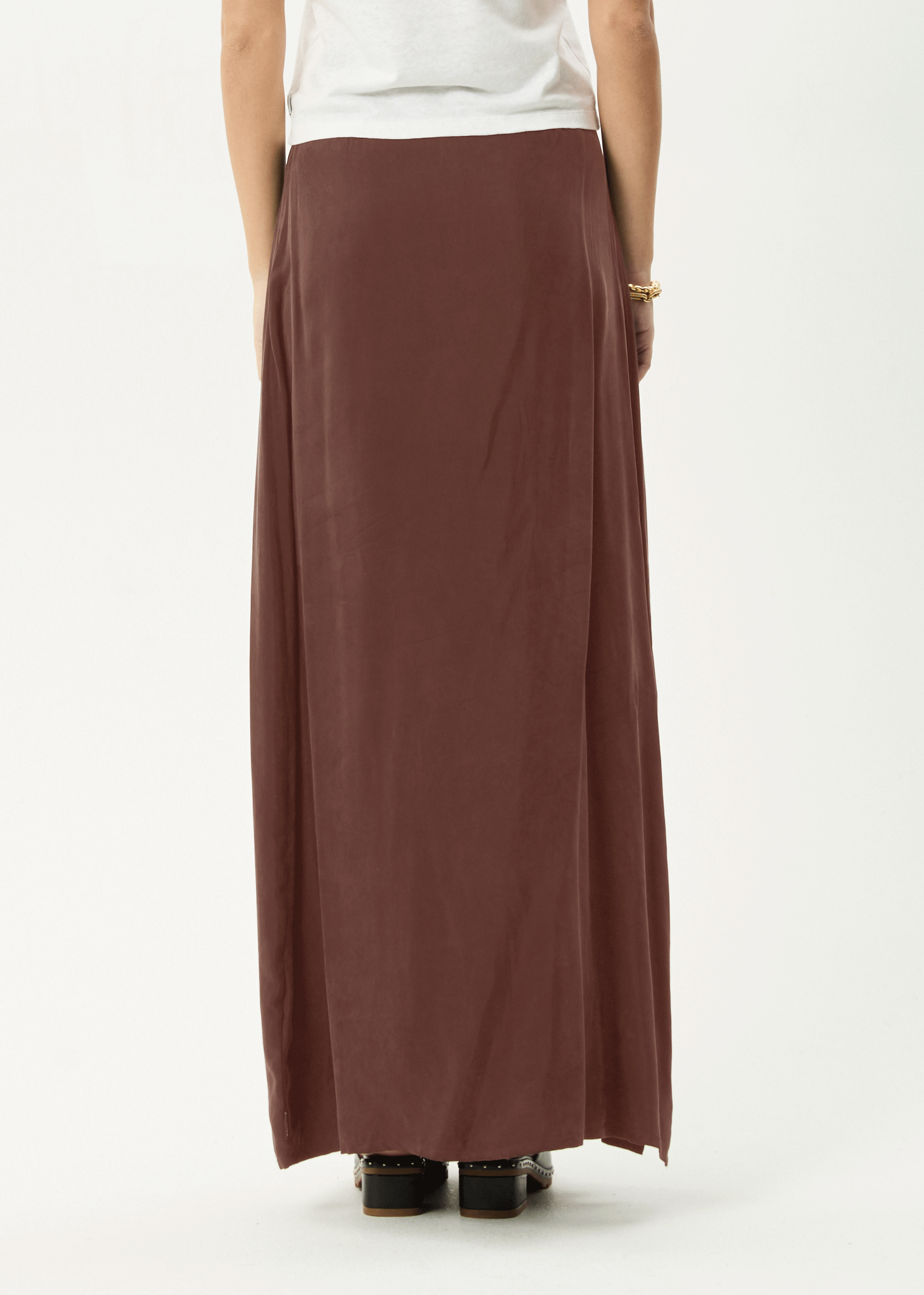 AFENDS Womens Grace - Cupro Maxi Skirt - Hazelnut