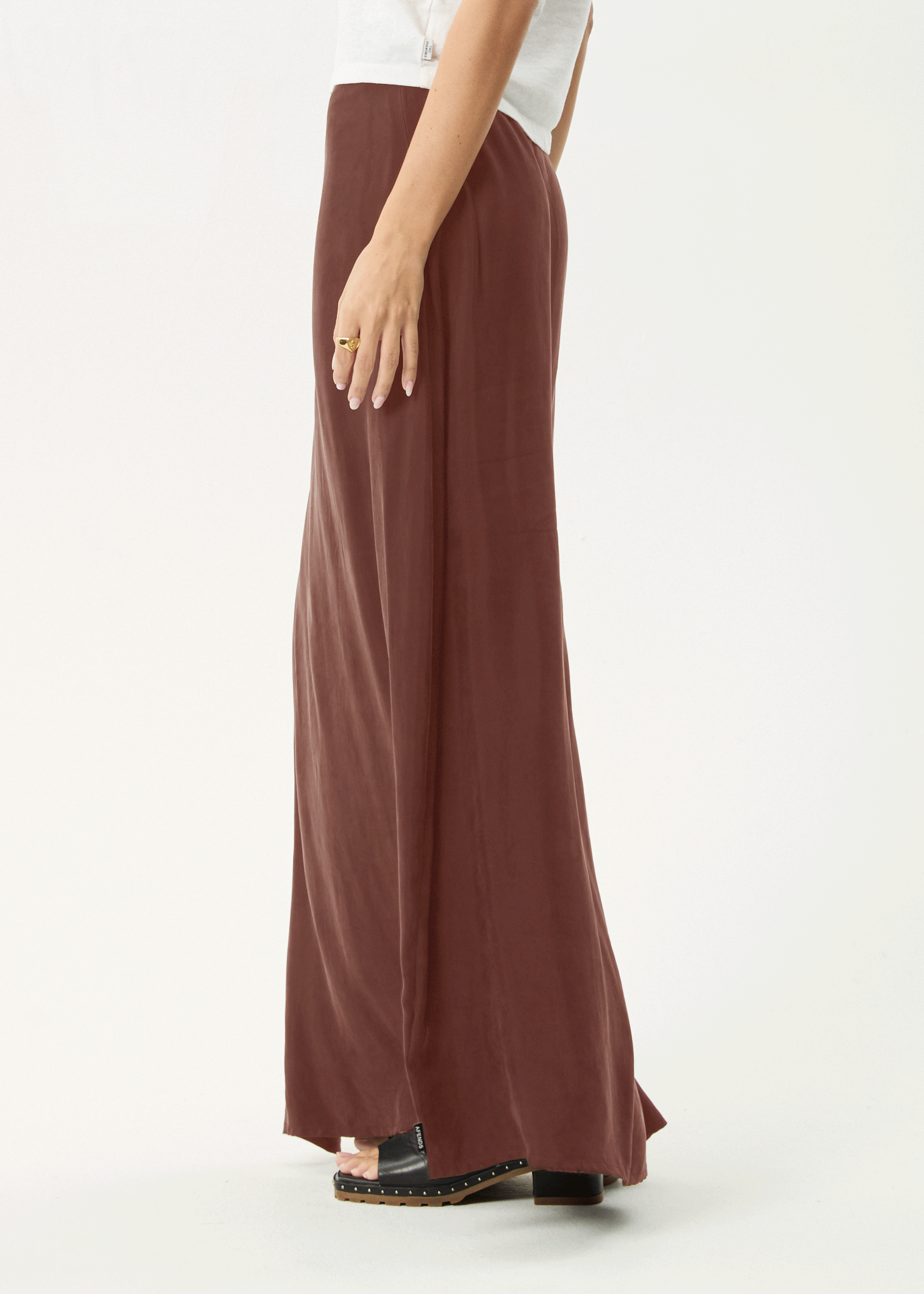 AFENDS Womens Grace - Cupro Maxi Skirt - Hazelnut